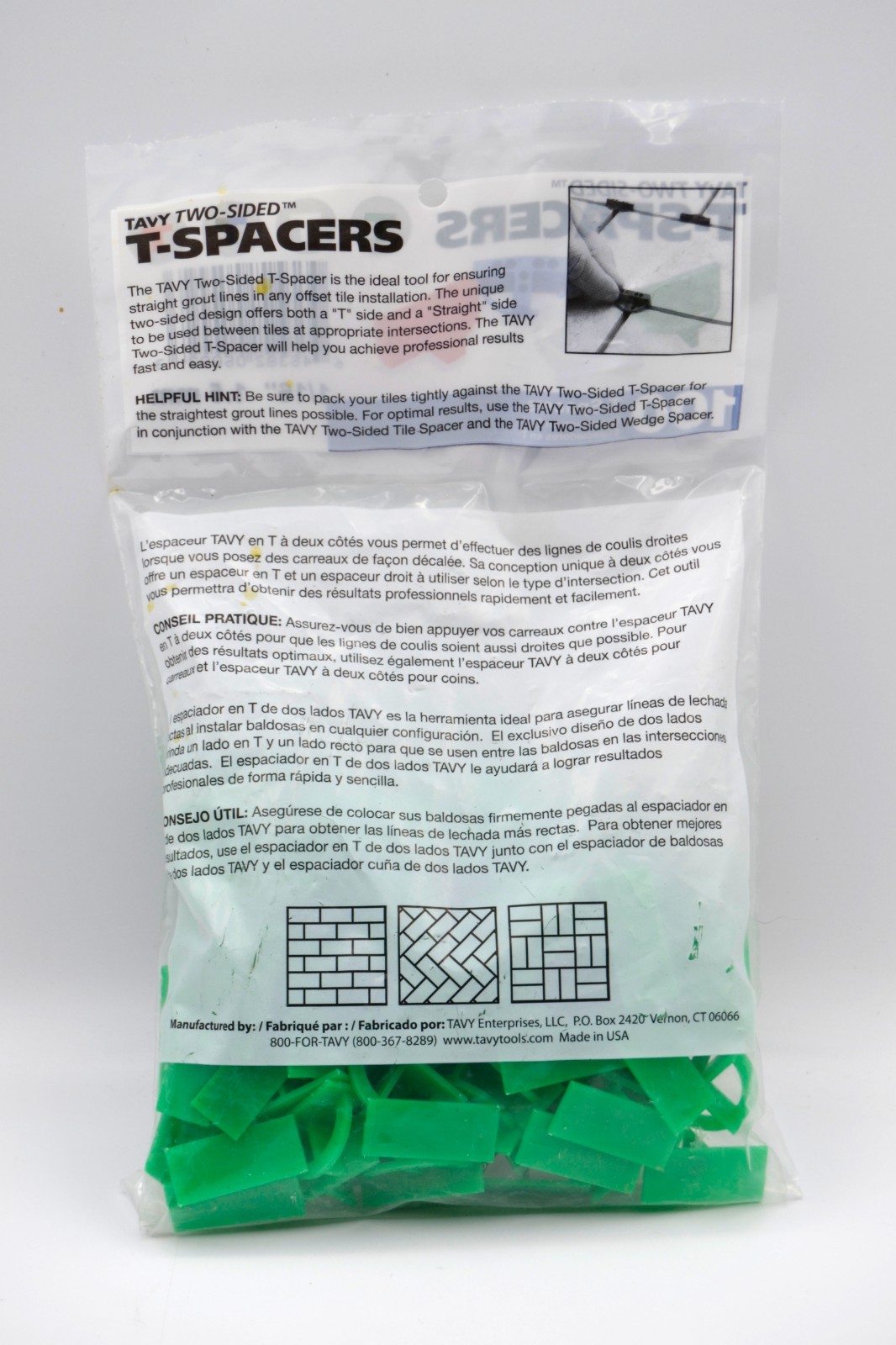 Tavy T-Spacers 1/16″ 1.5mm Tile Spacers 100 Pack Green Two-Sided New
