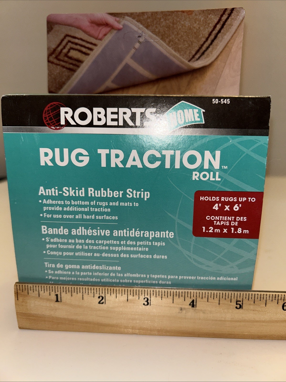 Roberts Home Rug Anti-Skid Rubber Strip , 2 1/2“ X 25 Feet, New Product, Sealed.