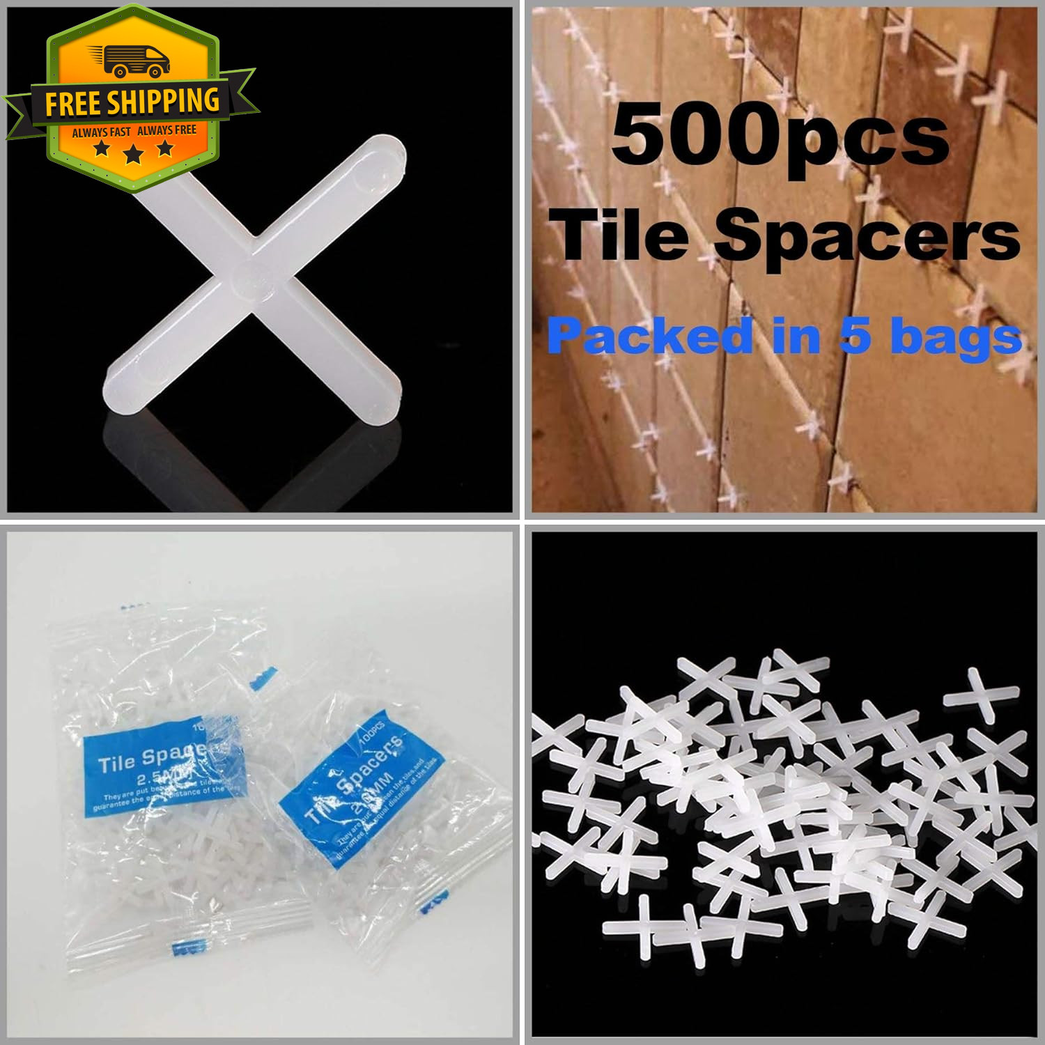 Tile Leveling System Kit 600PCS 2mm Tile Spacers Leveler Tools w/Wrenches