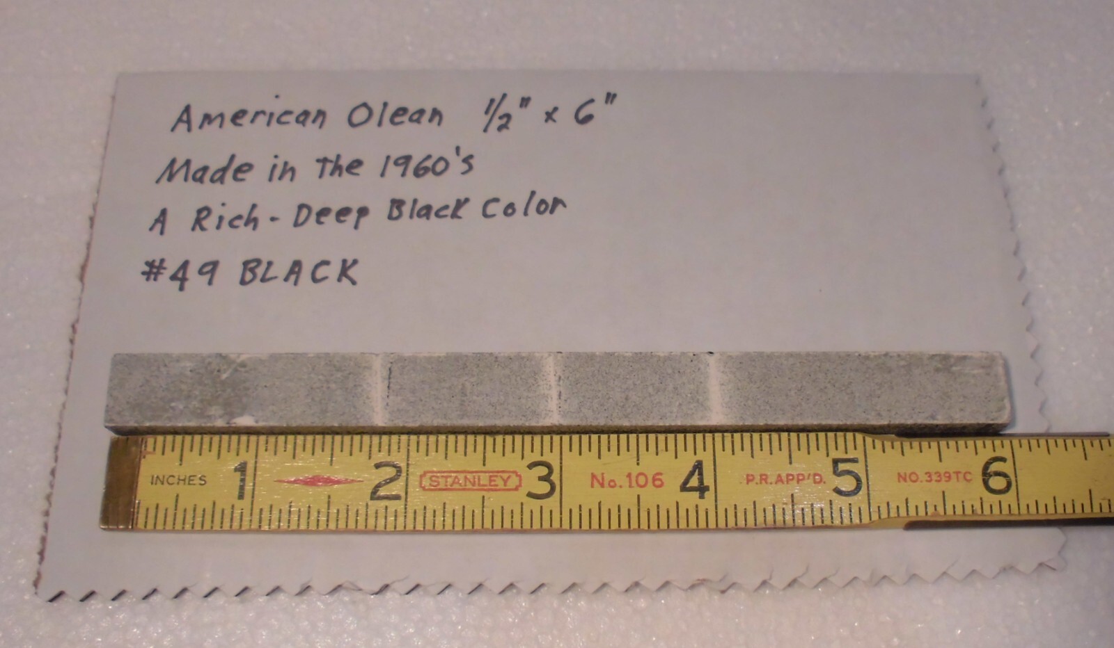 Gloss Dark Black Ceramic Liner-Sizzle Tile 1/2″ X 6″ American Olean, made 1960’s