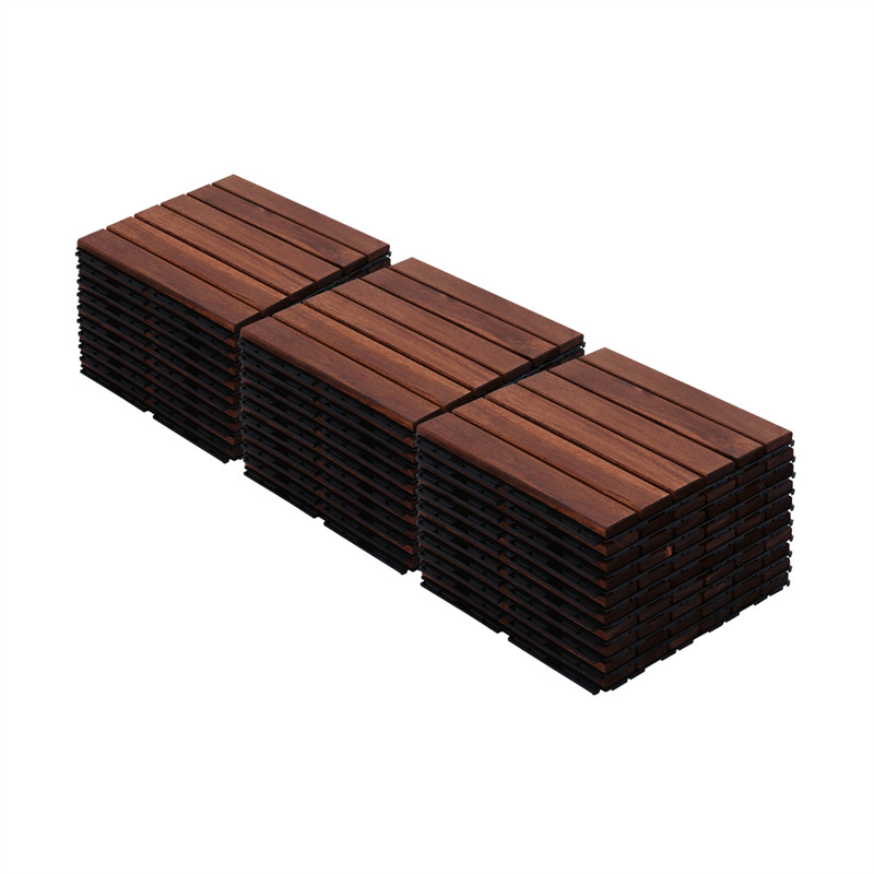 10/20/30PCS Interlocking Deck Tiles Wood Flooring Balcony Patio Paver 12″ *12″