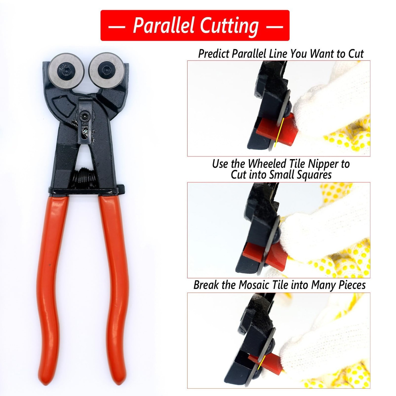 Glass Tile Nippers – Heavy Duty Mosaic Nippers with Carbide Wheels Ceramic Br…