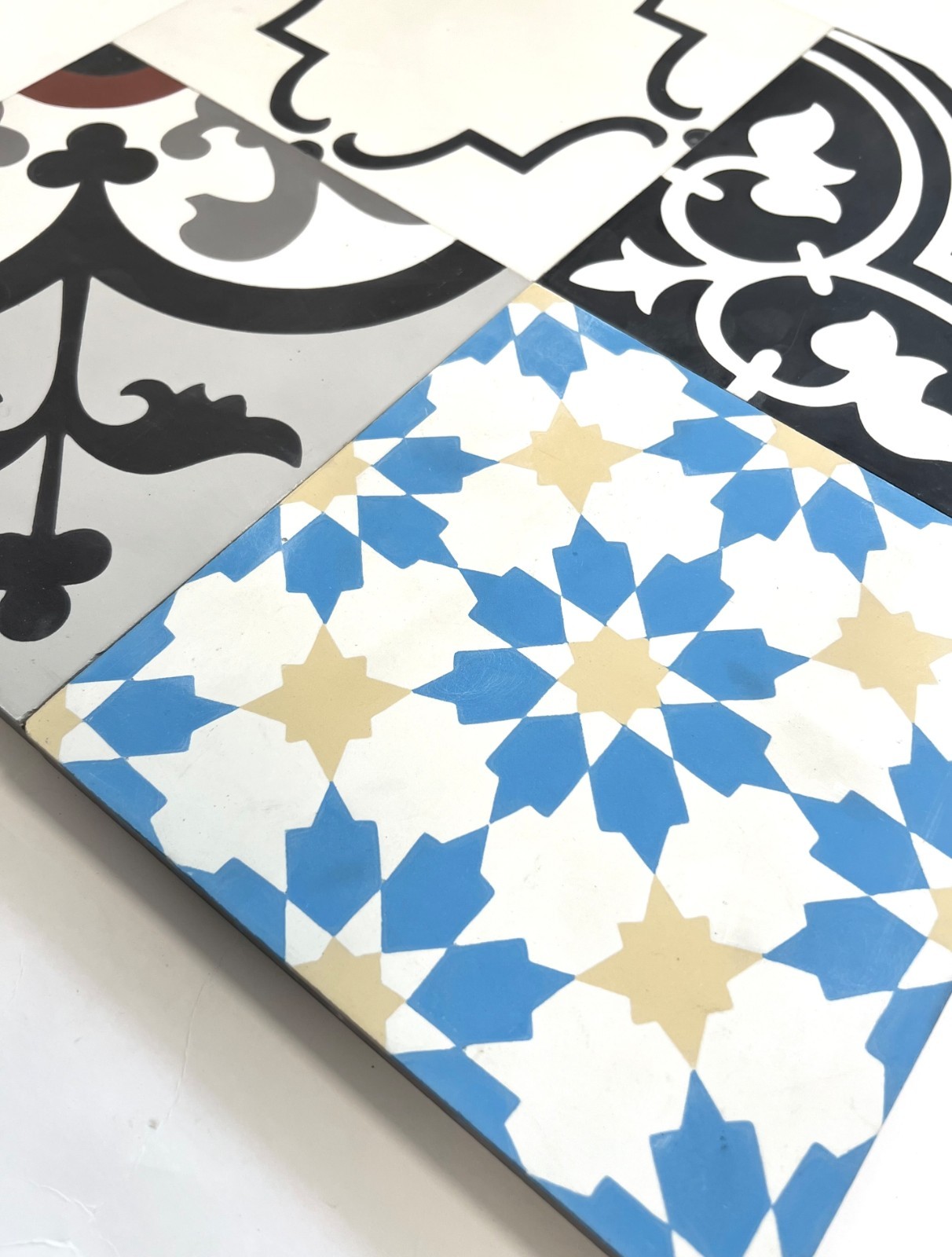 Patchwork 8×8 Geometric Handcrafted Encaustic Cement Floor Field Tile (BOX OF 4)