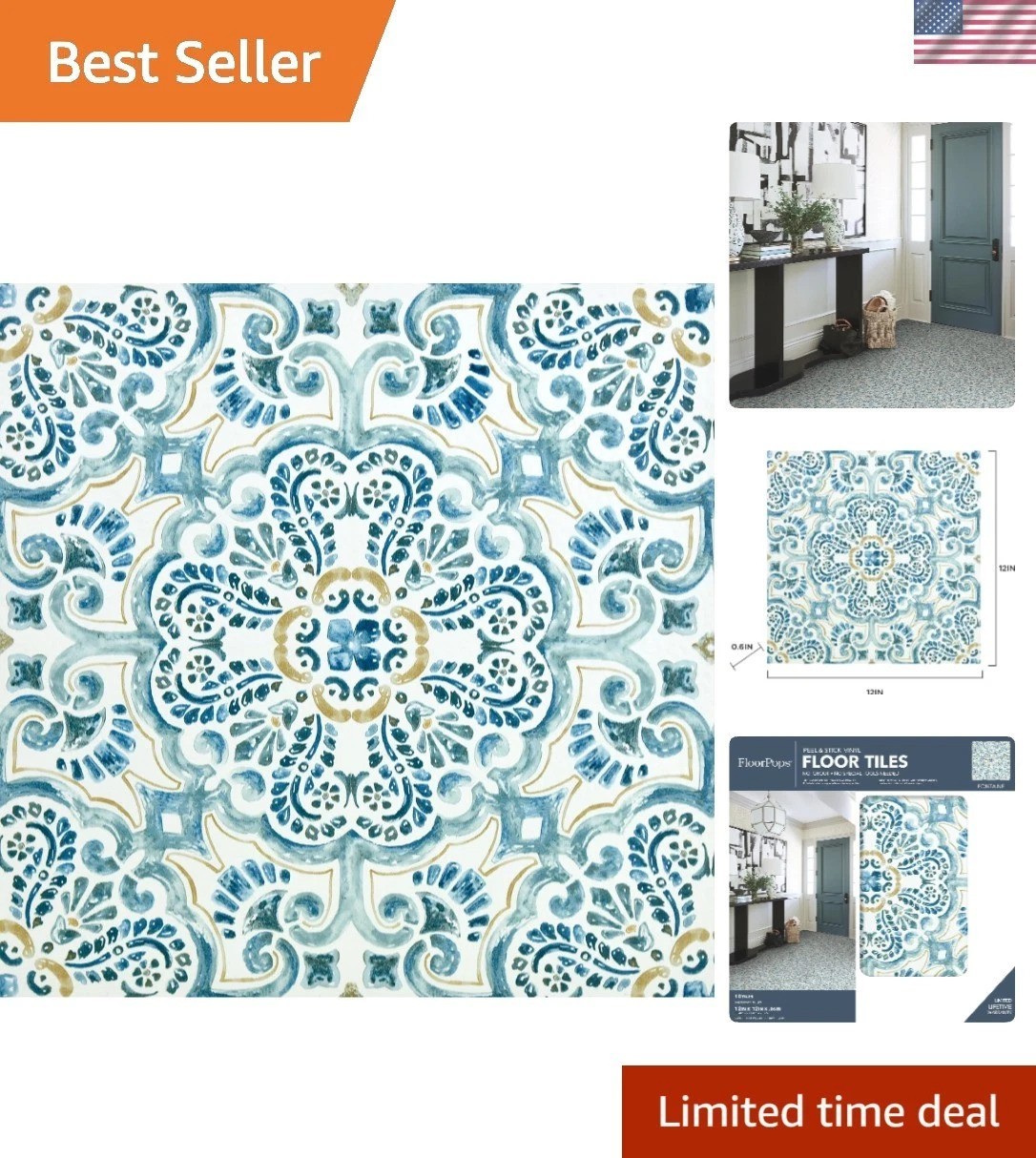 Transform Your Floors with Durable Blue Peel & Stick Vinyl Tiles – 10 Tiles