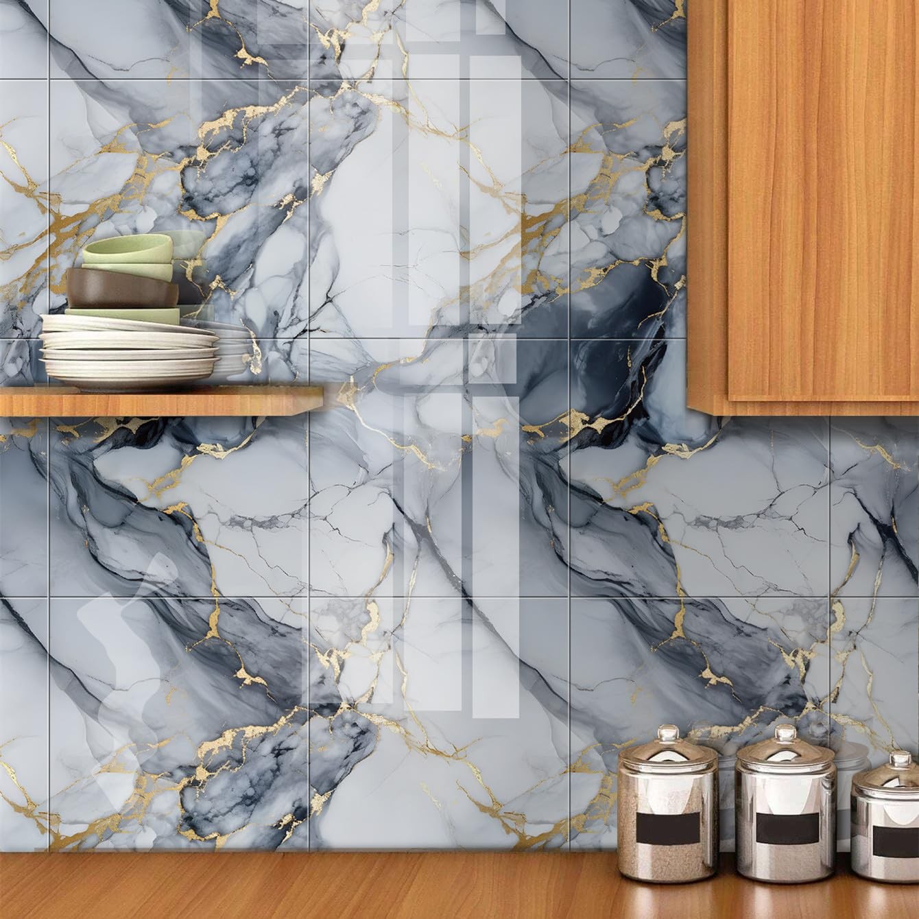 22pcs Marble Peel and Stick Backsplash Surface Waterproof Wall Panels,Self-Ad…