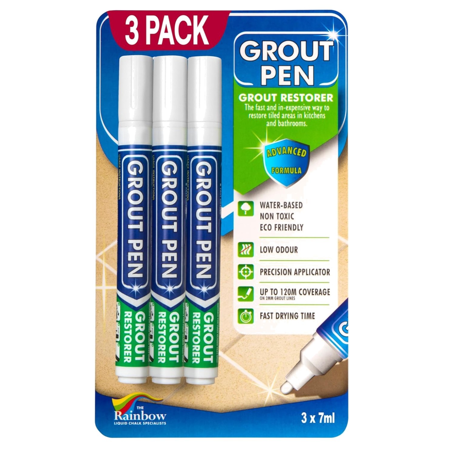 White Grout Pen Set – Waterproof Whitener & Sealer (3 Pack)//