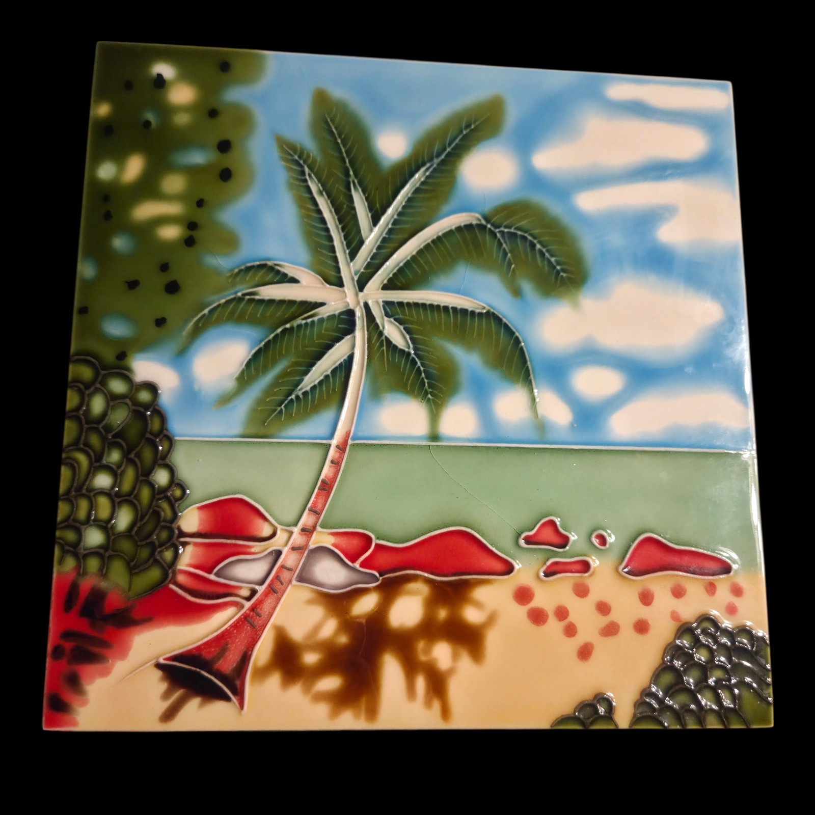 Decorative Wall Art Ceramic Tile 8″x8″ Palm Tree Beach Backsplash Trivet READ