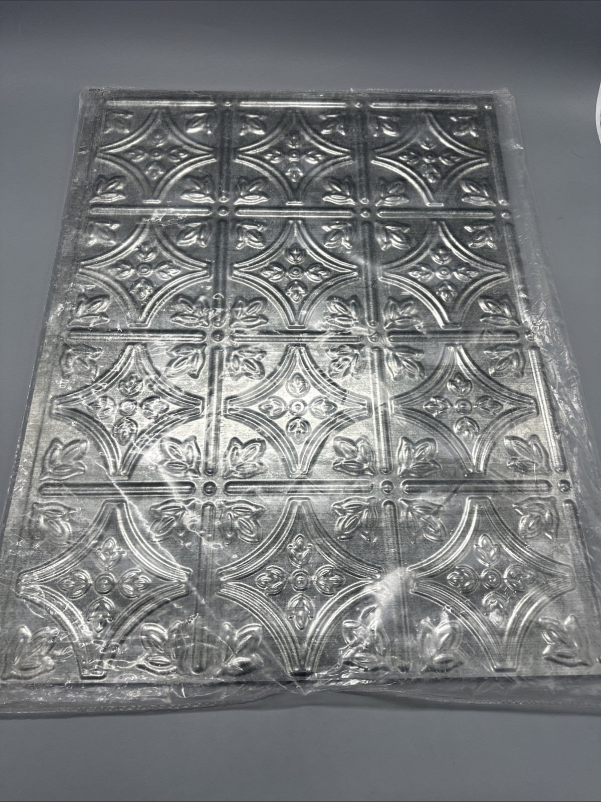 5- Fasade 18 In. x 24 In. Thermoplastic Backsplash Panel, Crosshatch Silver