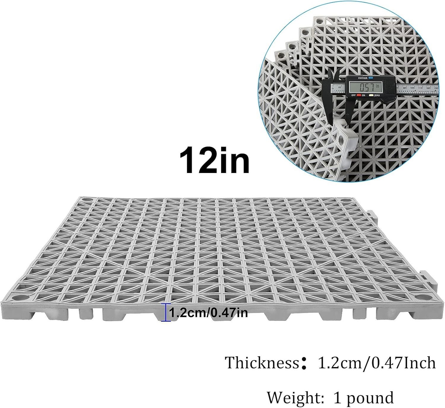 12 Pack 12″ x 12″ Interlocking Rubber Bathroom Flooring Tiles Non-Slip Splici…