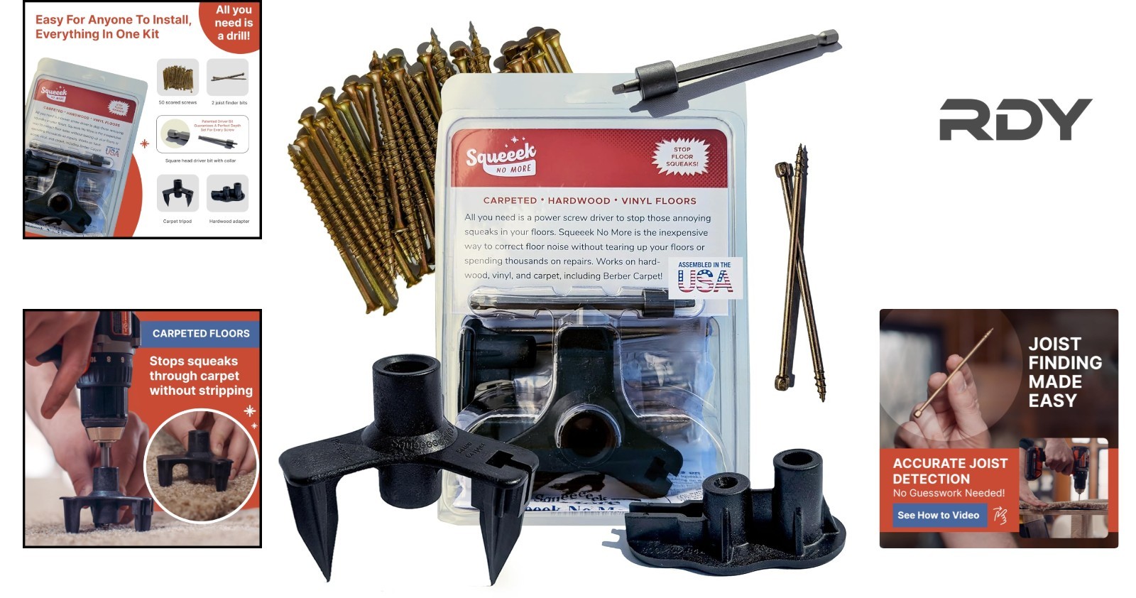 Invisible Floor Squeak Fix Kit with Joist Locator – Perfect for DIY Enthusiasts
