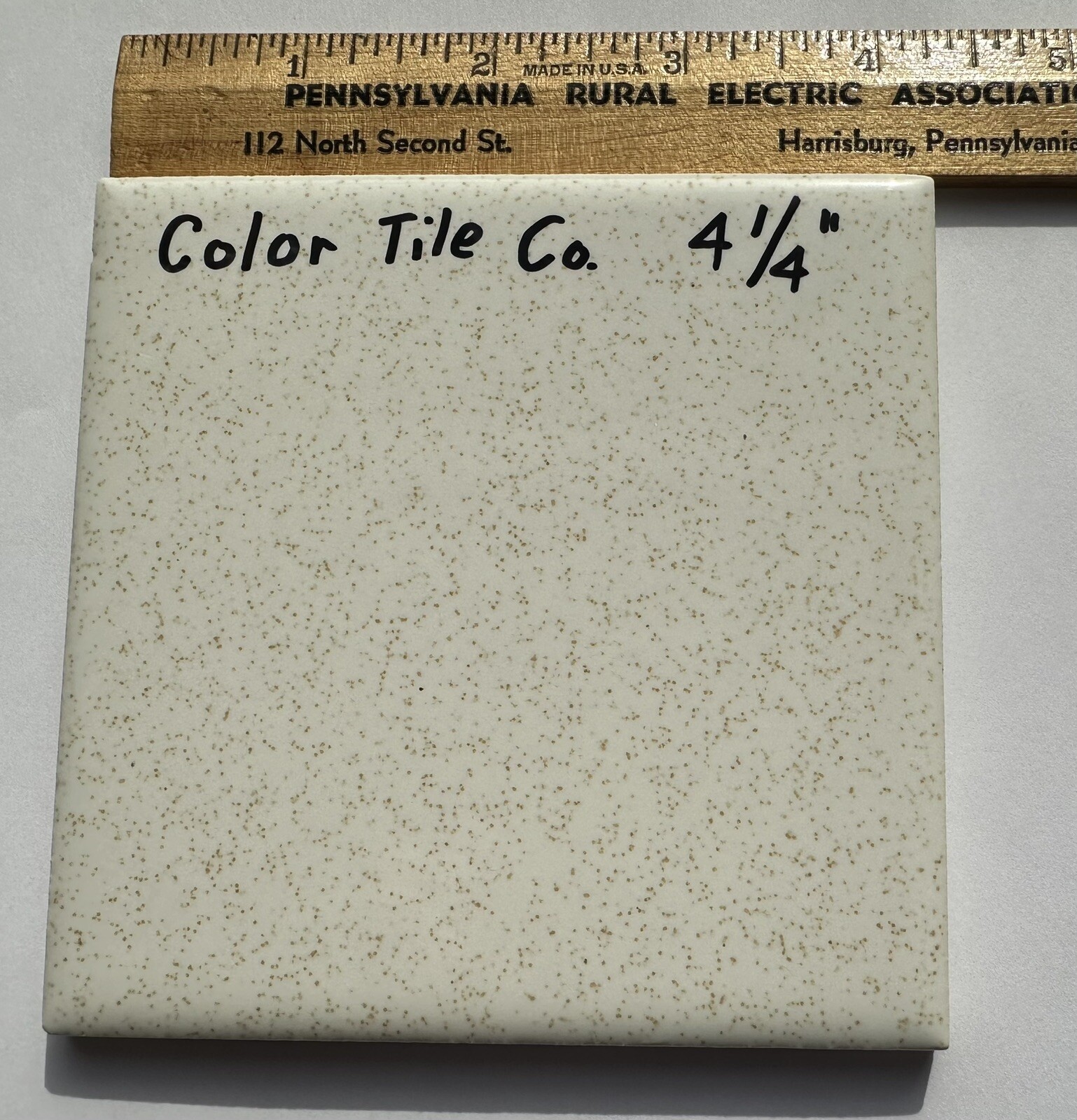 1 pc. Gold Dust: by Color Tile Co. 4-1/4″ Glossy Ceramic Tile: Made 1970’s-90’s