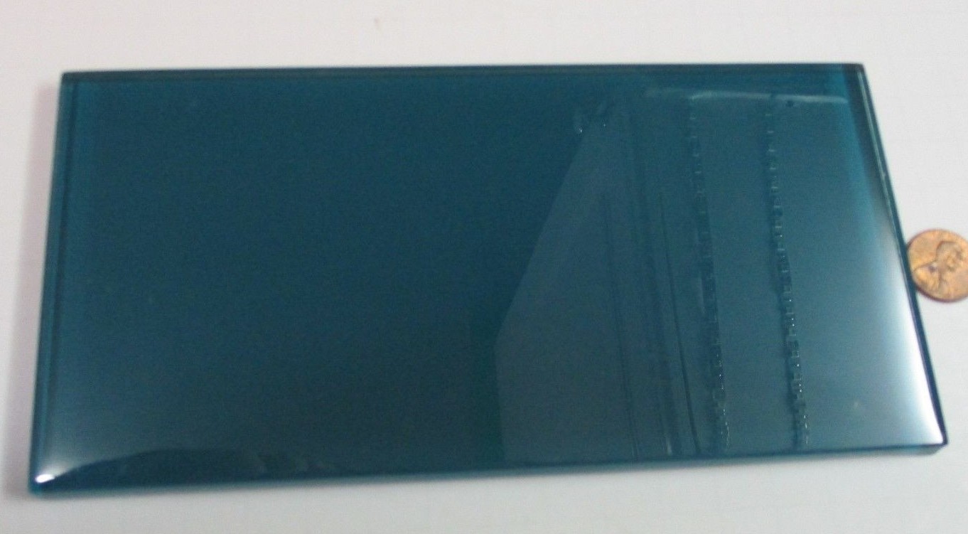 1 Subway Glass Wall Tile 7-3/4″ Aqua Blue / Teal Green Gloss Backsplash Accent