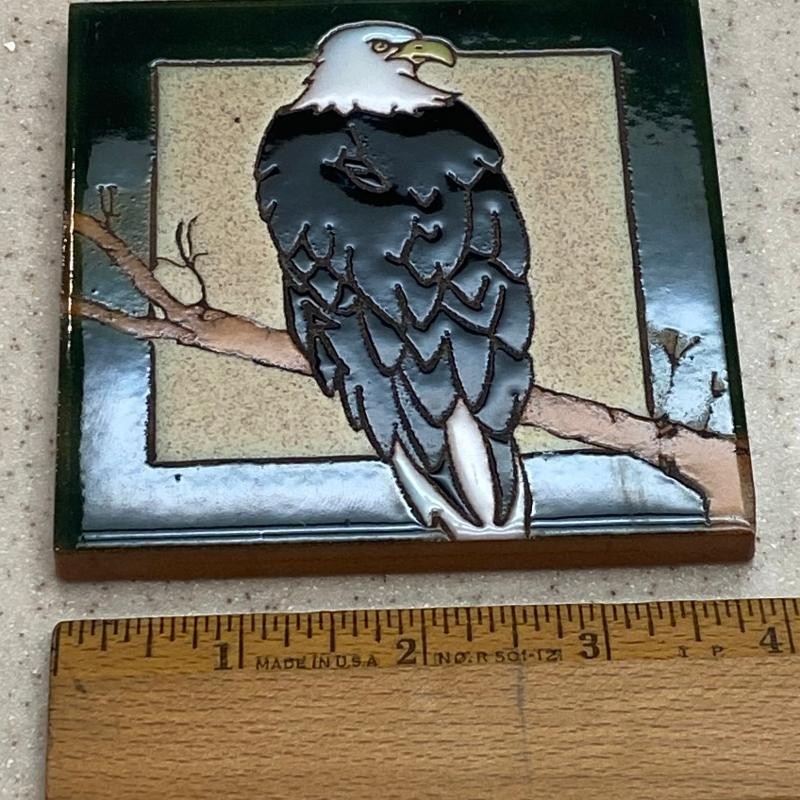Forest Animals Wildlife Ceramic Tile Coasters Wolf Bald Eagle Deer Lot of 3