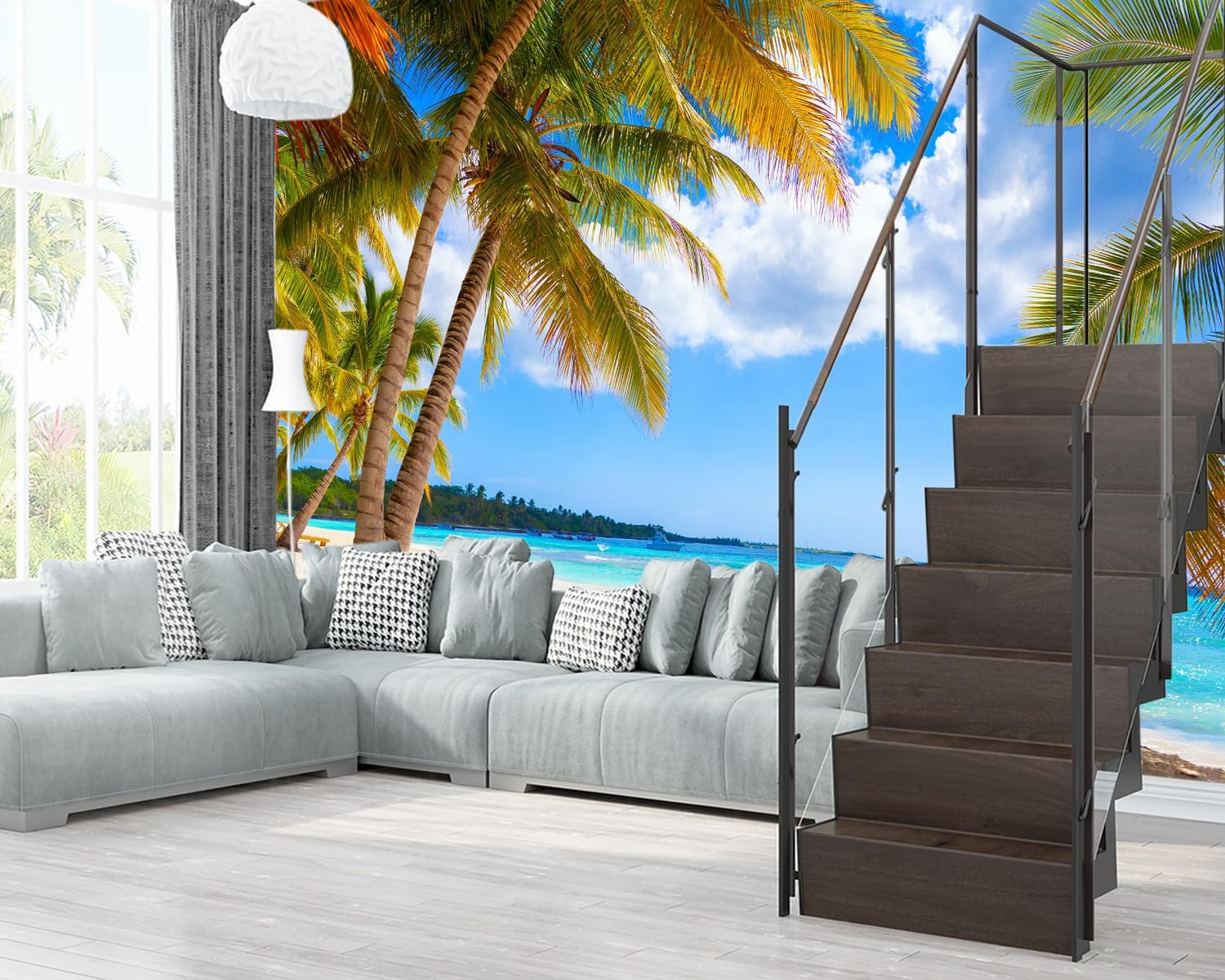 Beach Palms Wallpaper Mural – Tropical Tree Leaf Design for Any Room 132″x92