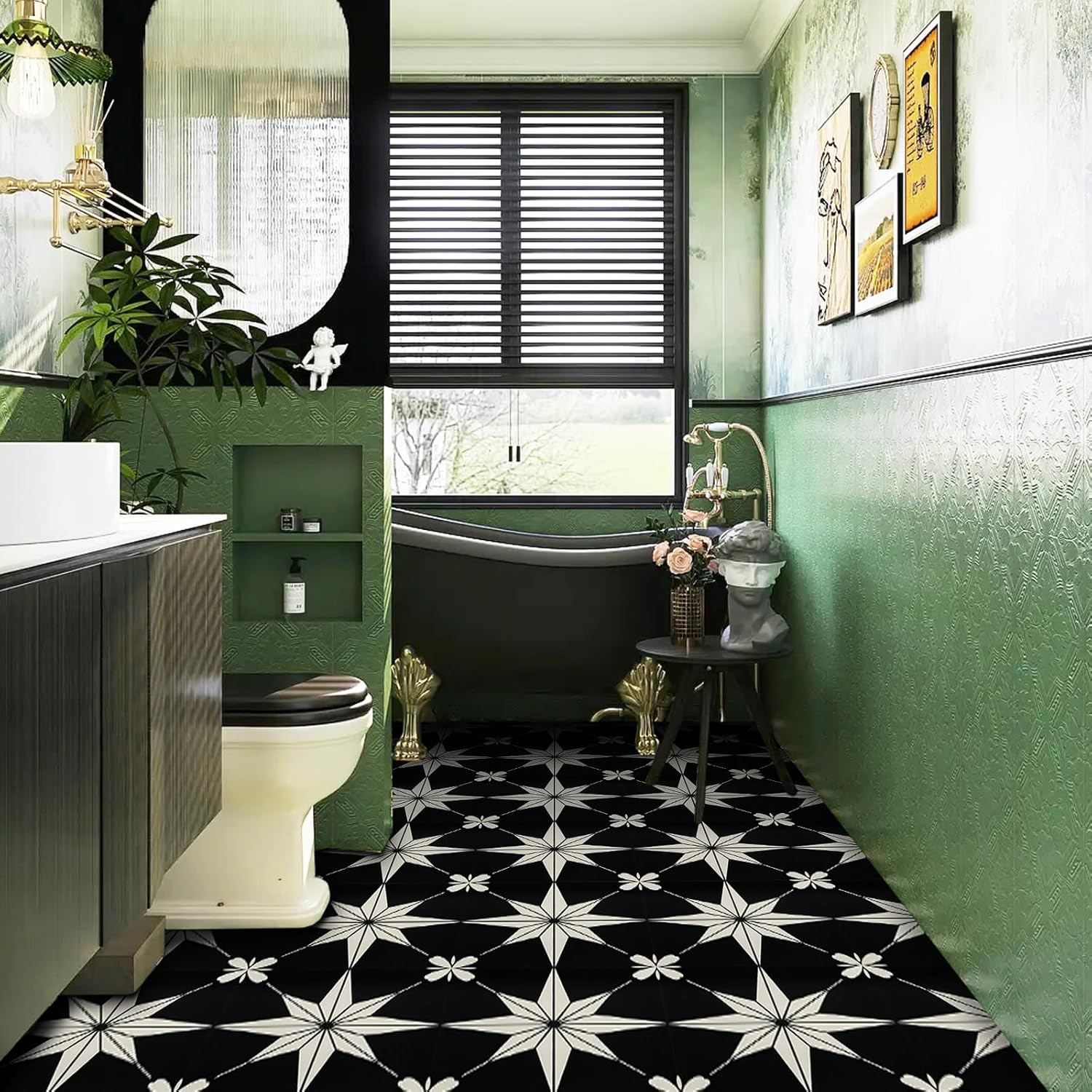 Peel and Stick Floor Tile： 20 Pcs Floor Tile Stick Waterproof, 11.81 in *11.81 i