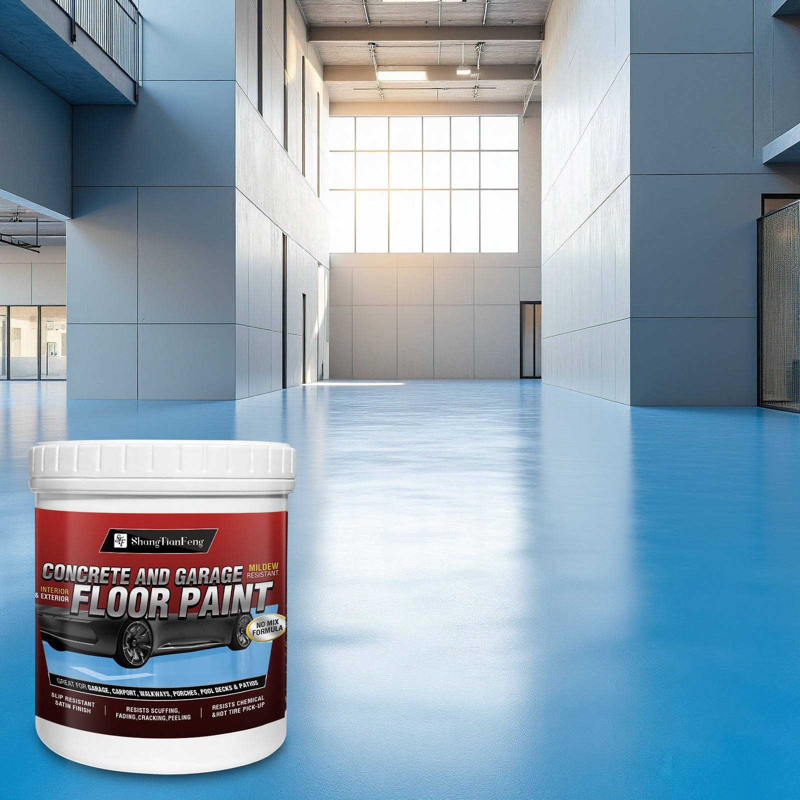 Epoxy Floor Paint Kit – Acrylic Concrete Coating for Garage Living Room 1 Gallon