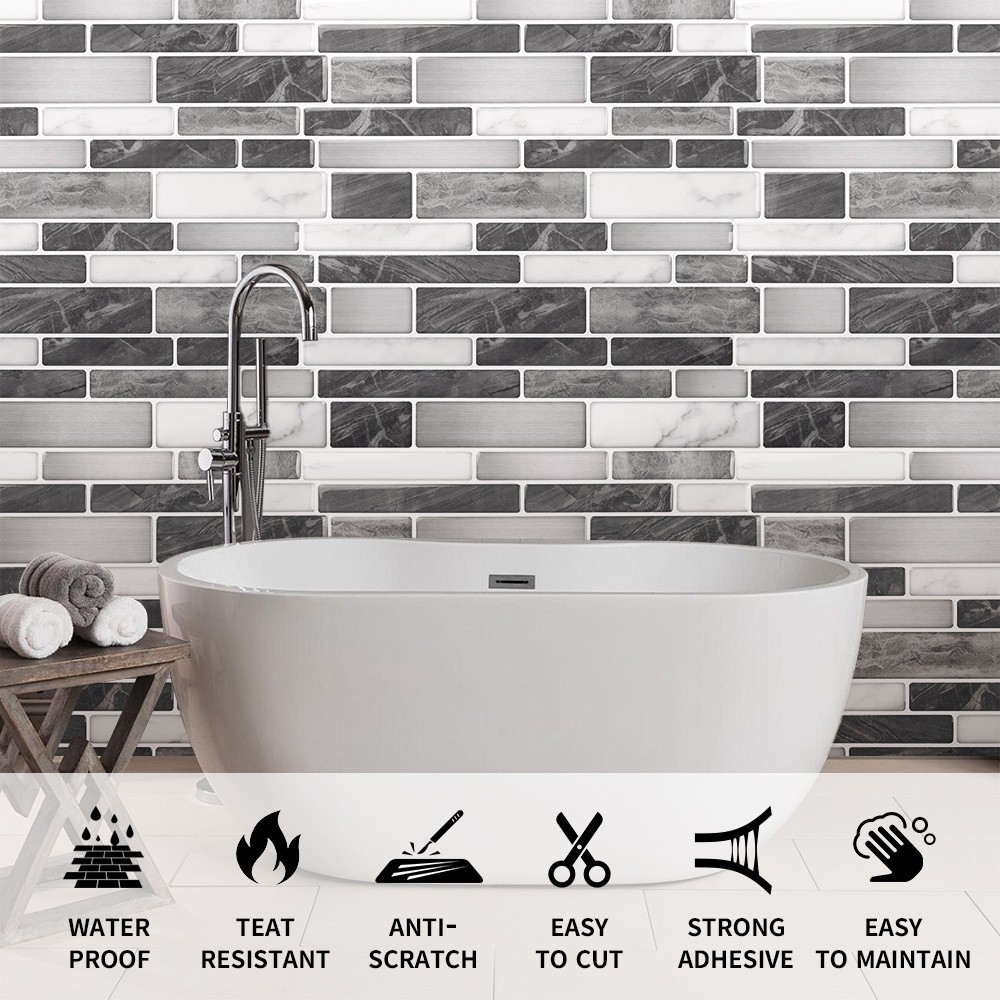 10pcs Peel and Stick Backsplash Thickened Subway Tiles, 12″x12″, Cover 10 Sq.Ft.