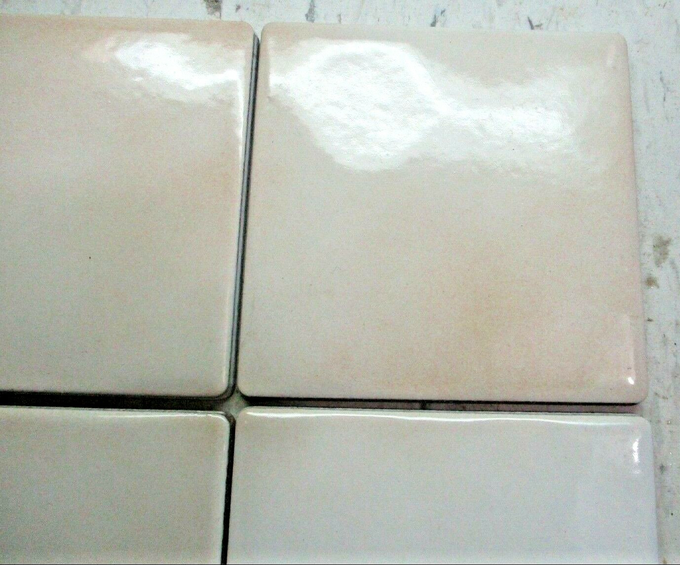 1 Floor Tile Italy Dimpled 4-1/8″ Porcelain Satin Beige w/ Color Variations MCM