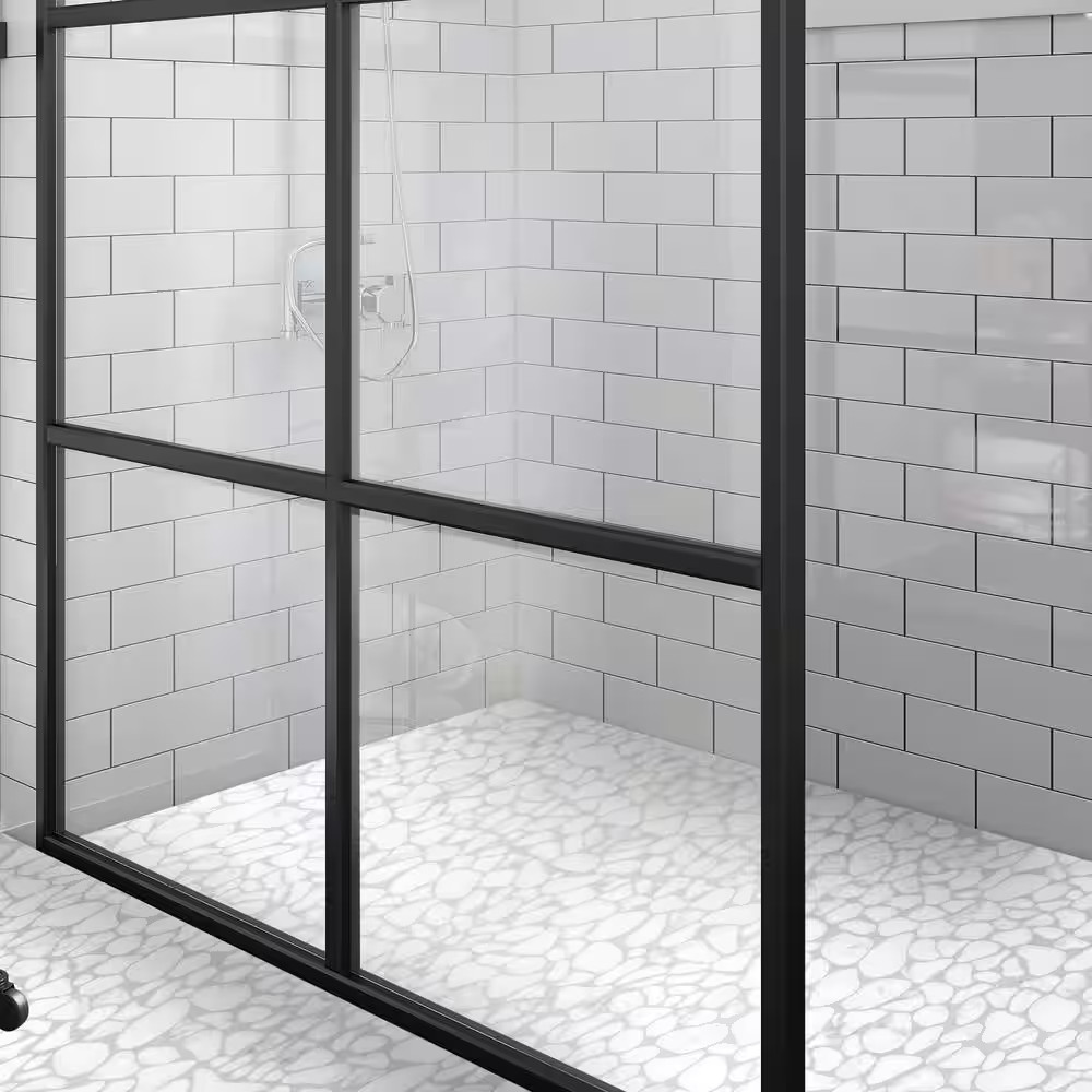 White Calacatta Pebble 10.6 In. X 10.6 In. Recycled Glass Marble Looks Floor and