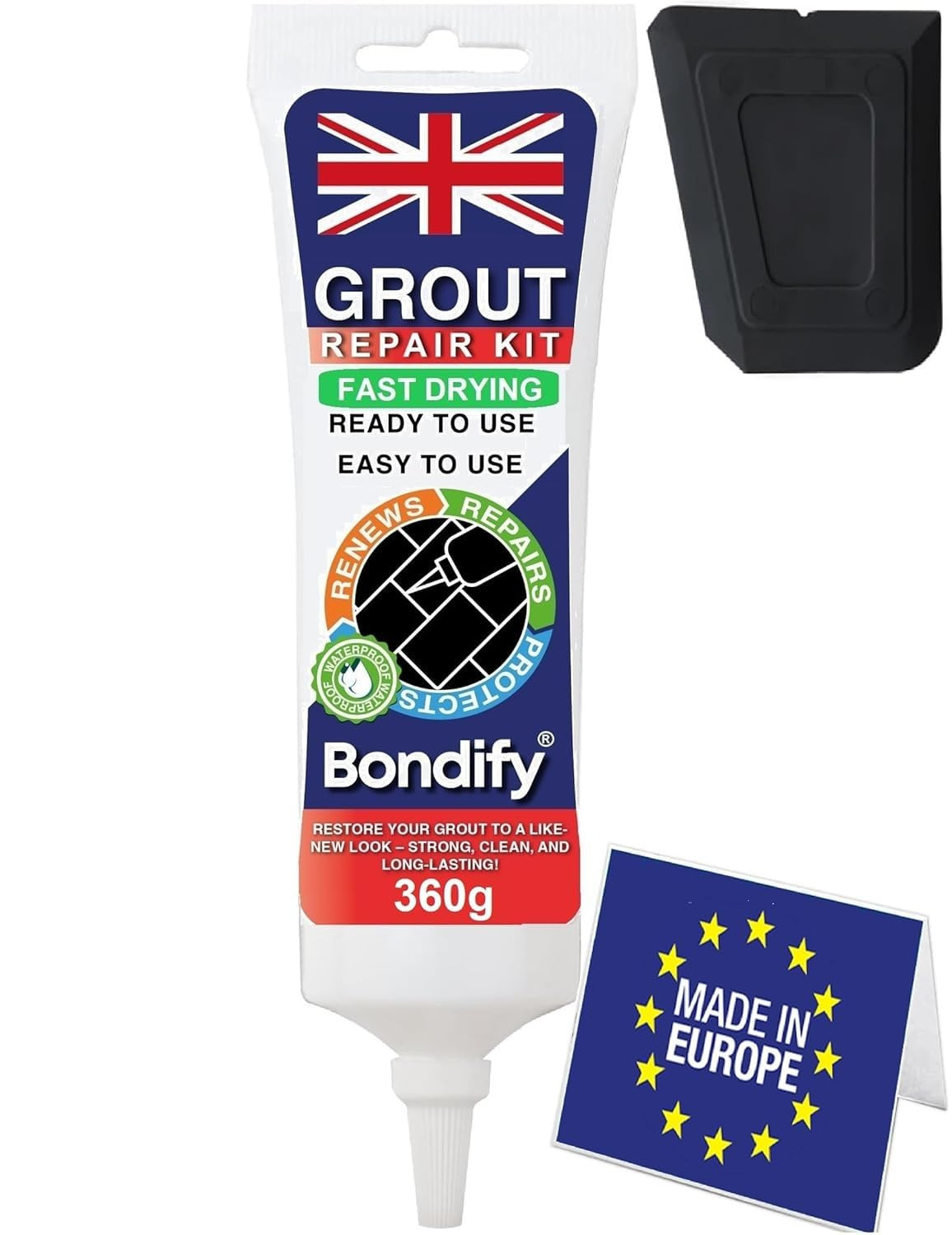 Waterproof Black Grout Reviver Ready Mixed, 13.4 oz / 380g FAST DRYING, EXTRA…
