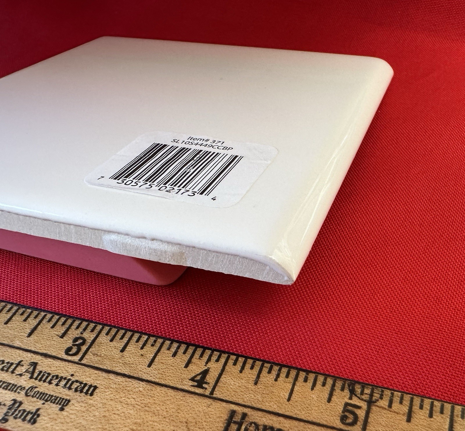 1 pc. #SL10 White: Gloss Ceramic Bullnose Tile by American Olean 4-1/4″