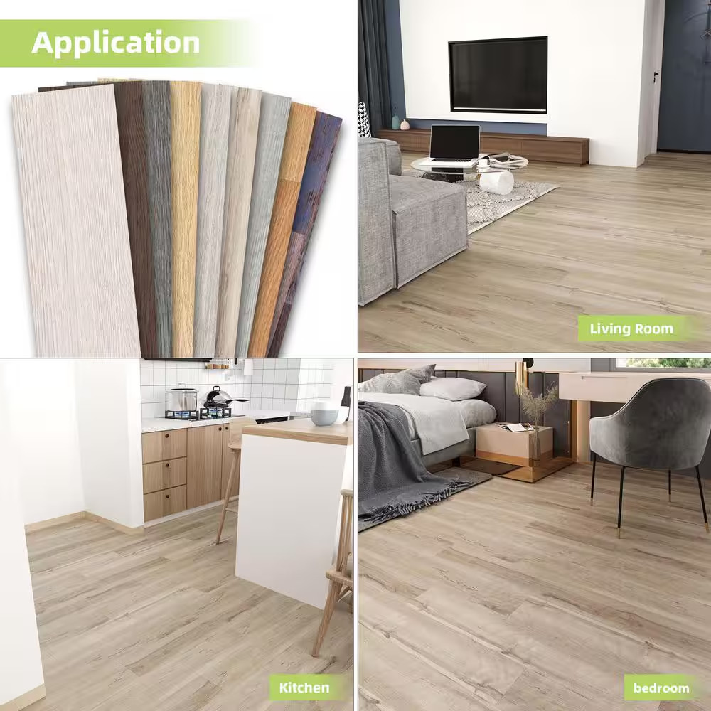 36 Pieces 12 MIL X 6″ X 36″ Water Resistant Peel and Stick Vinyl Tile Flooring f