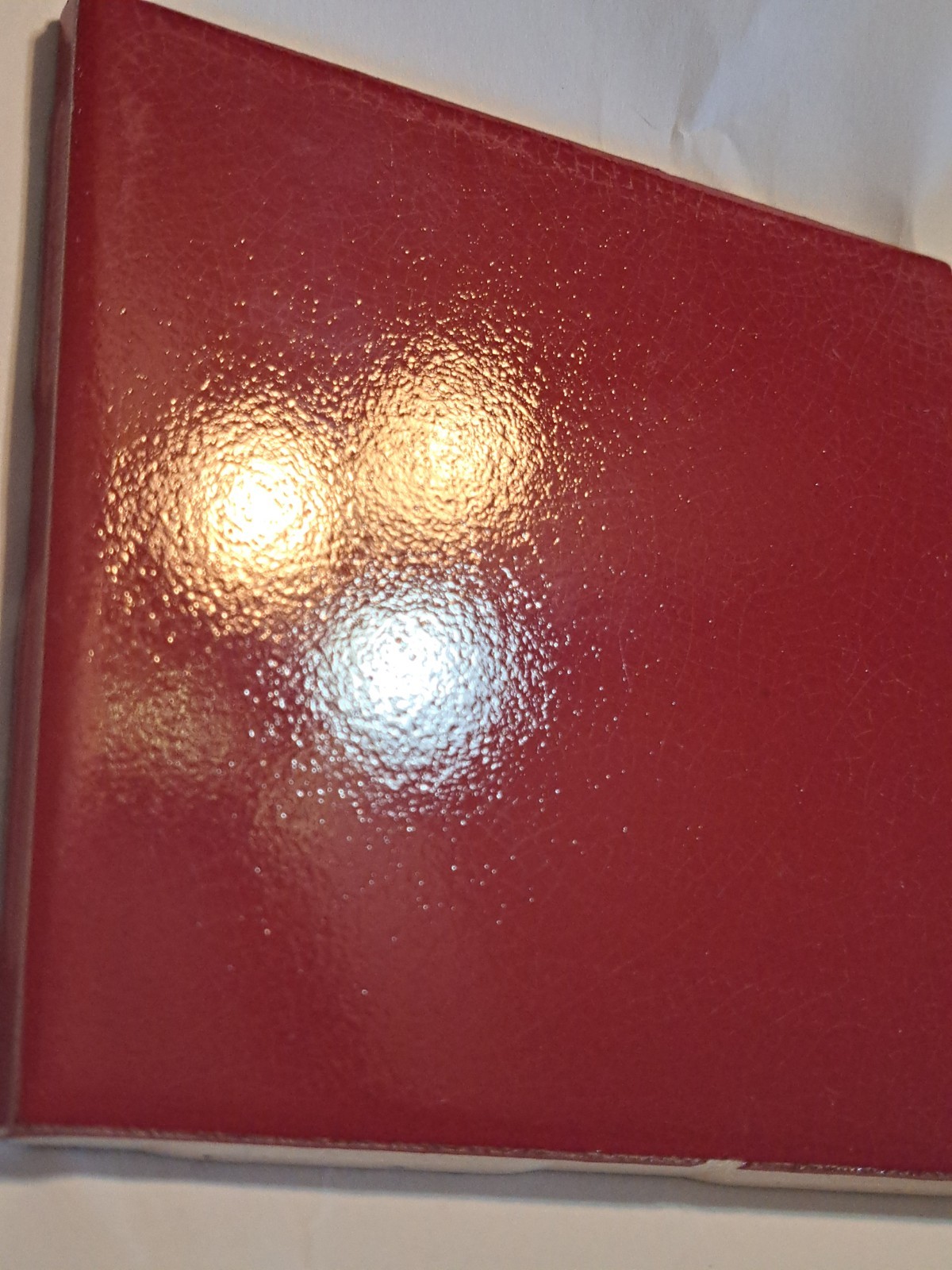 MCM 8 pc 4 1/4″ Ceramic Tile S01 Cherry (Ruby) Red 3 pnl American Olean USA NOS
