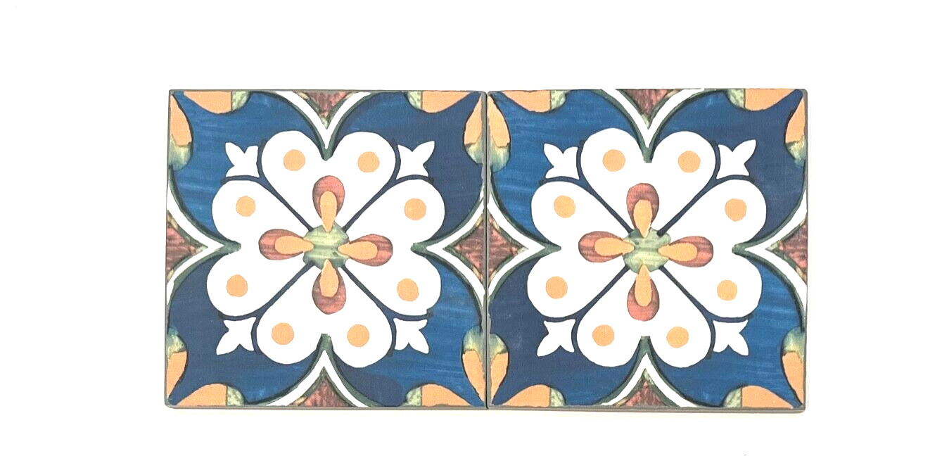 4.5×4.5 Mallorca Collection Blue Pattern 2 Porcelain Wall Tile Pool (Pack of 4)