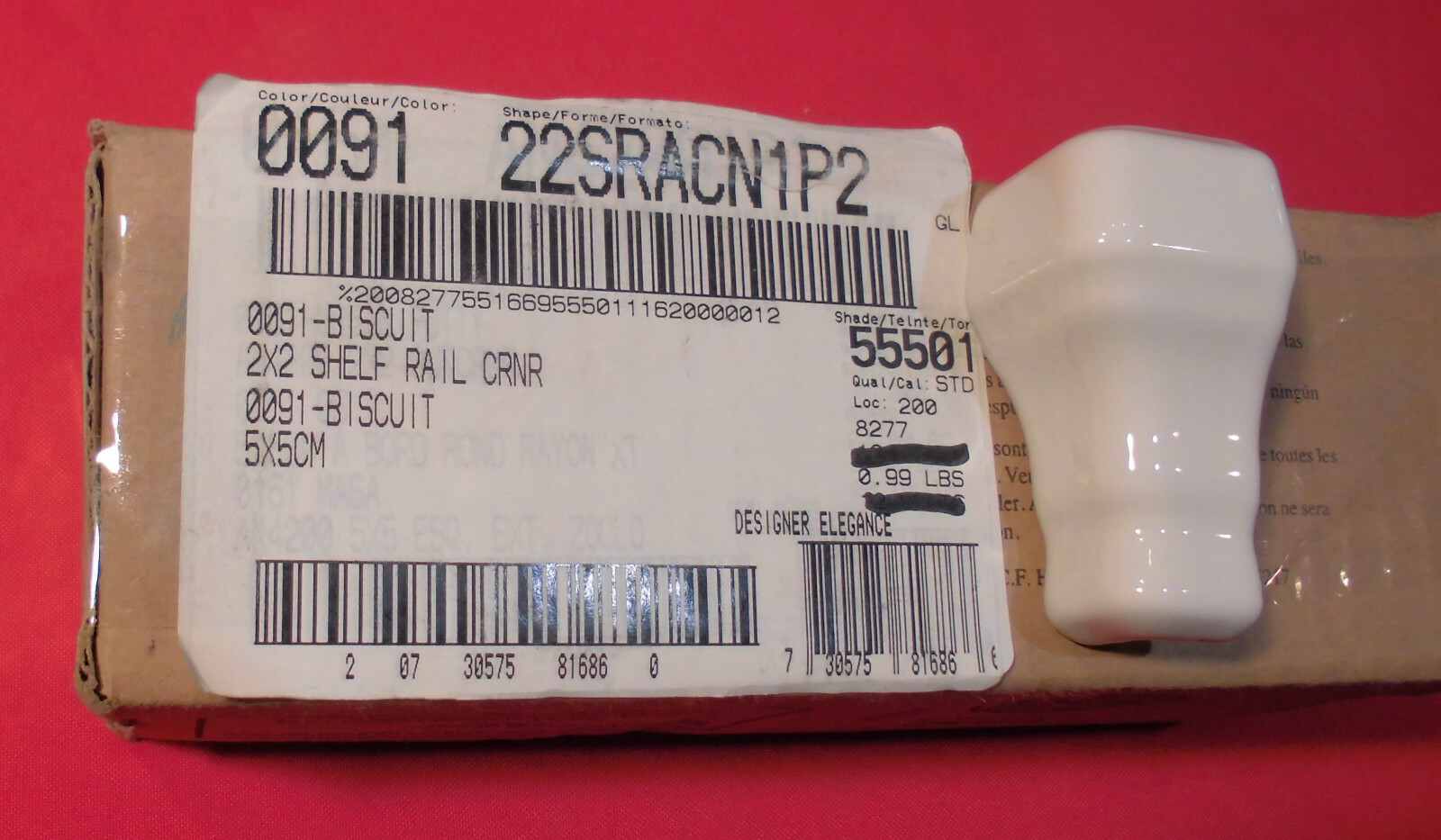 Biscuit Ceramic Chair Rail Tile 2-1/2″ X 1″ Corner #22SRACN1P2 American Olean