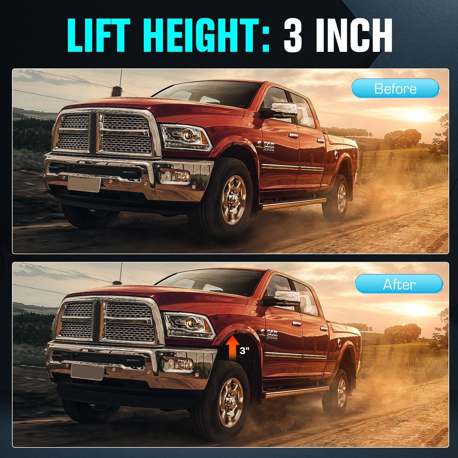 3″ Front Leveling lift kits Fit for Tacoma, 3 Inch Front Lift Strut Spacers f…