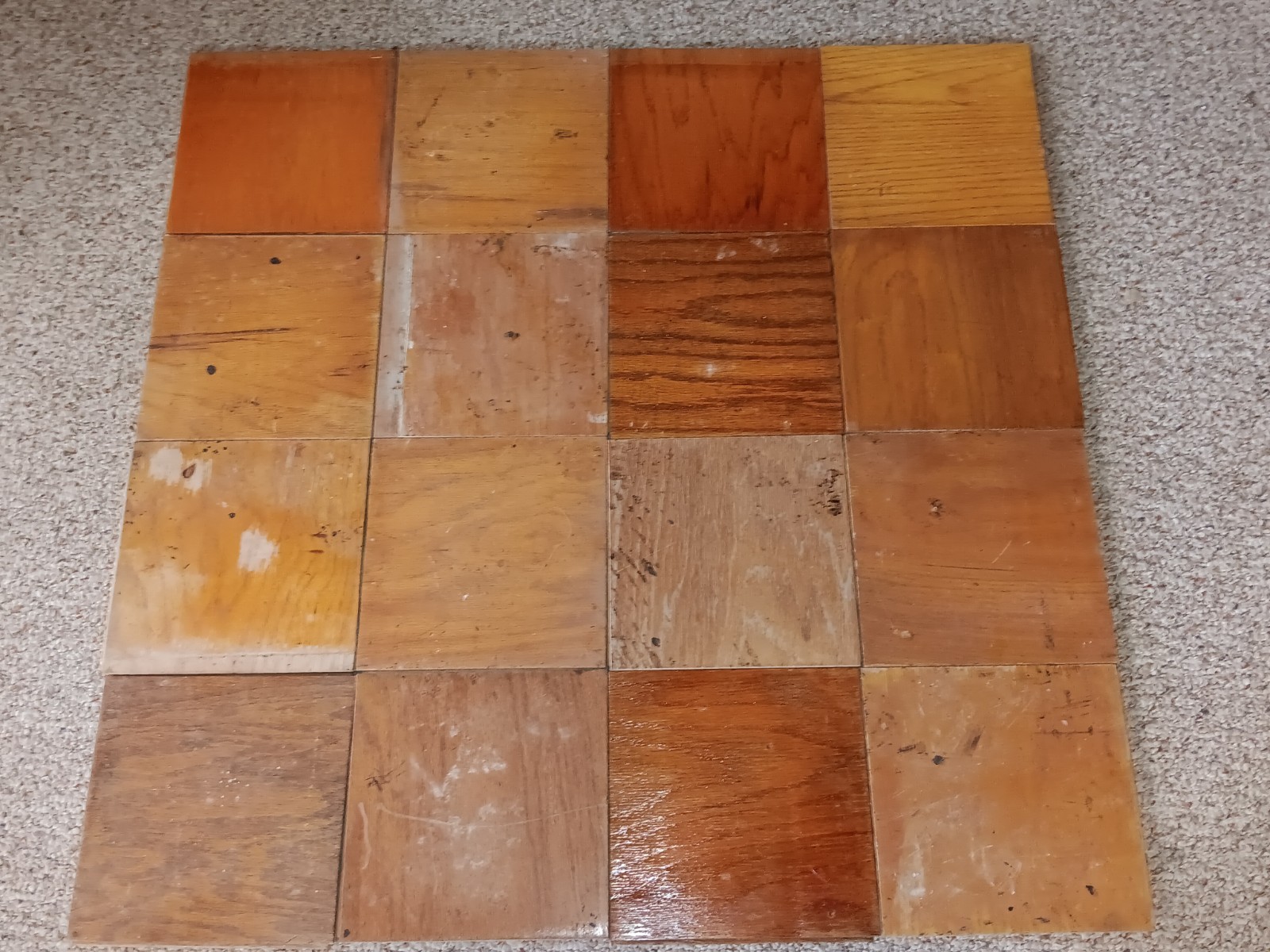 16 USED Vtg. MCM BRUCE Oak 9×9 Parquet Flooring NEED REFINISHING: Read Details