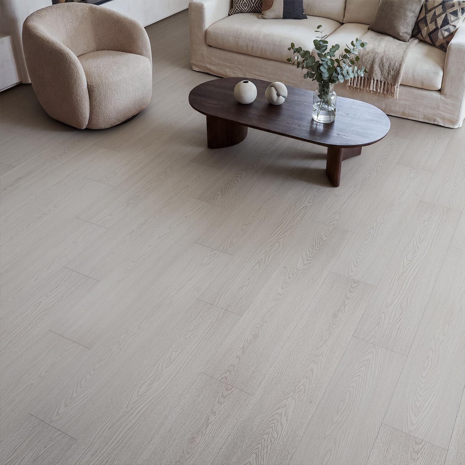 Peel and Stick Vinyl Flooring, 36-Pack 54 Sq.Ft Wood Grain Waterproof Rigid C…