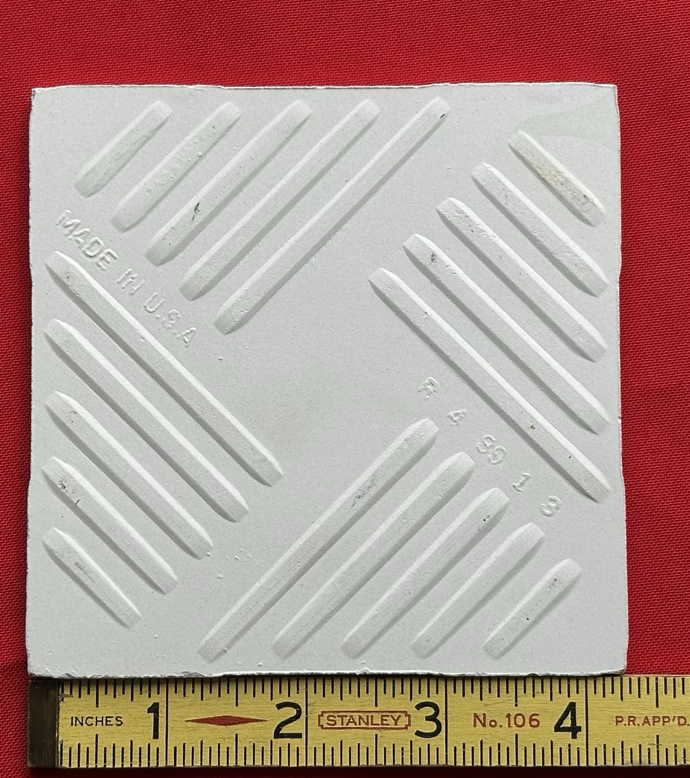 1 pc. Gold Dust: 4-1/4″ Gloss White Speckled Gold Ceramic United States Tile Co.