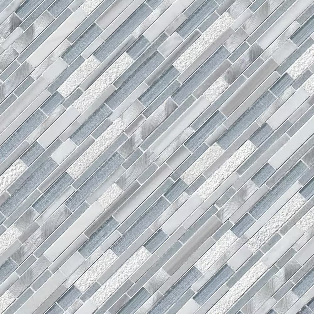 Harlow Interlocking 12 In. X 12 In. X 0.31 In. Glass/Stone/Metal Mesh-Mounted Mo