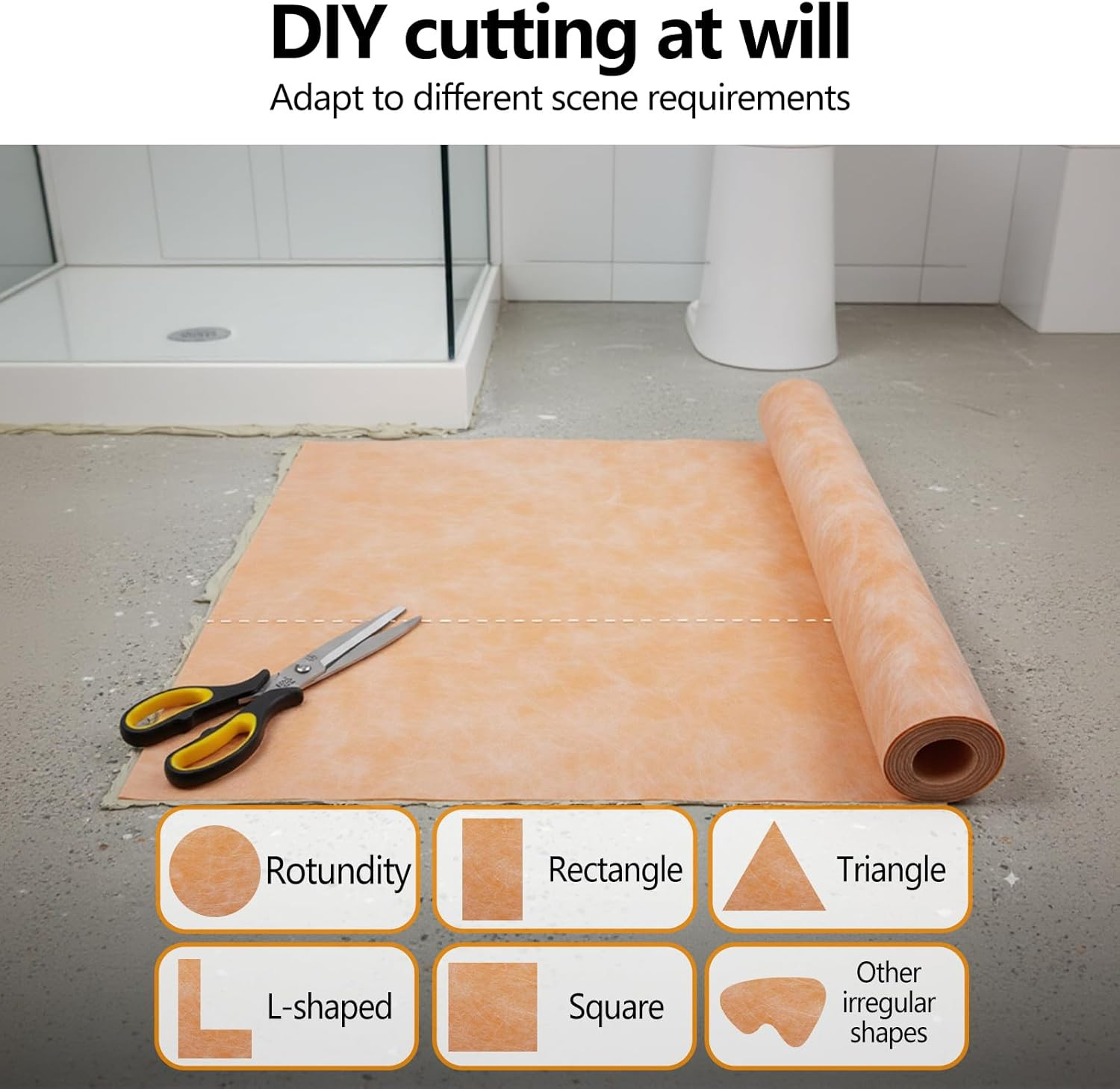 3.3 FT X 98.5 FT Waterproof Membrane for Shower, 23.6 Mils Thick Underlayment Wa