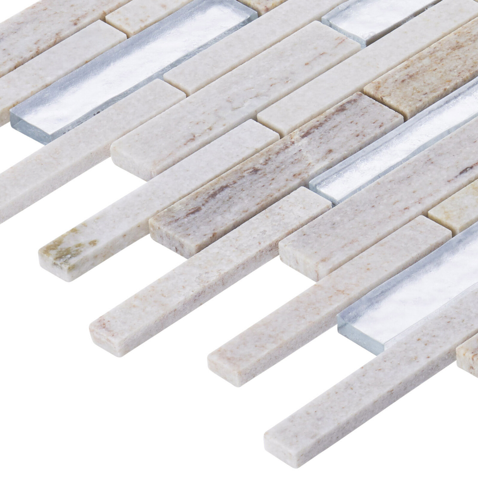 Sand Cream Gray Quartzite Marble Stone Silver Glass Mosaic Tile Wall Backsplash