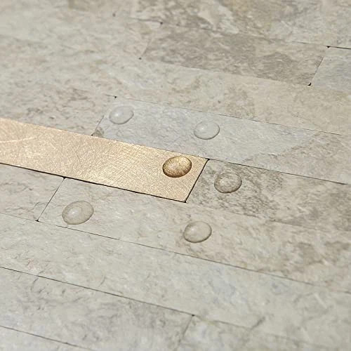 Sheets Faux Stone Peel and Stick Backsplash, 20 sheet Stone Beige Metal Copper