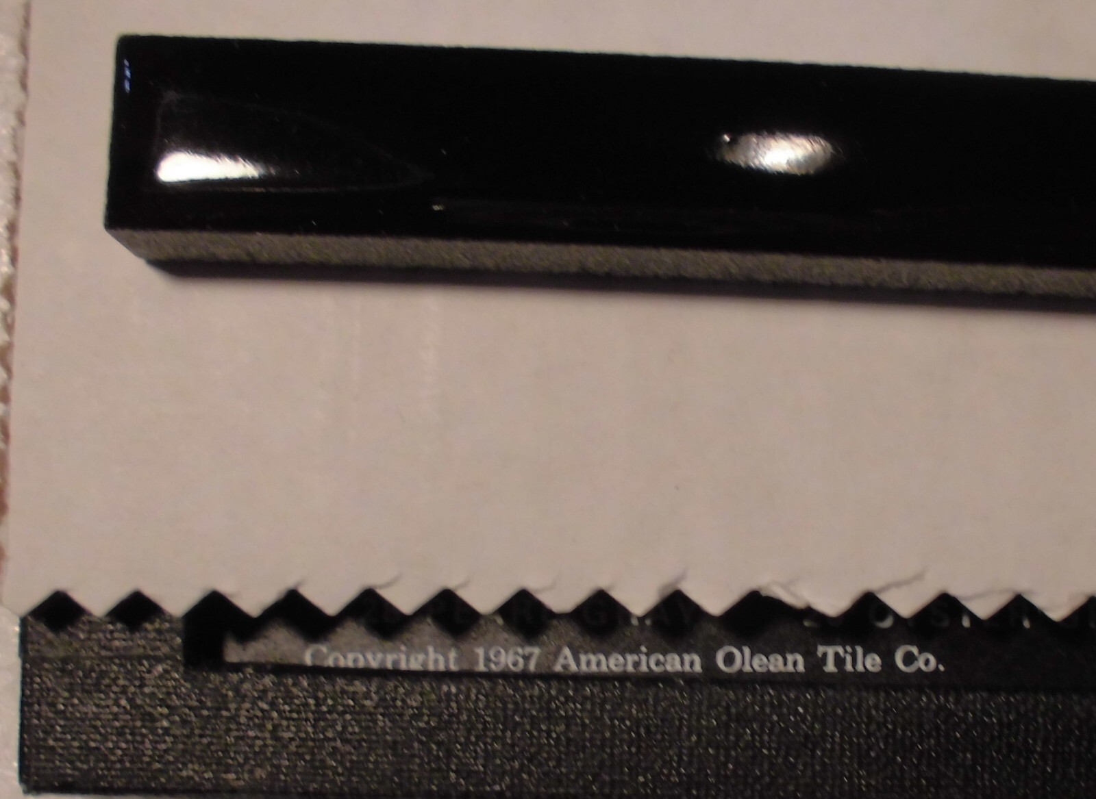 Gloss Dark Black Ceramic Liner-Sizzle Tile 1/2″ X 6″ American Olean, made 1960’s