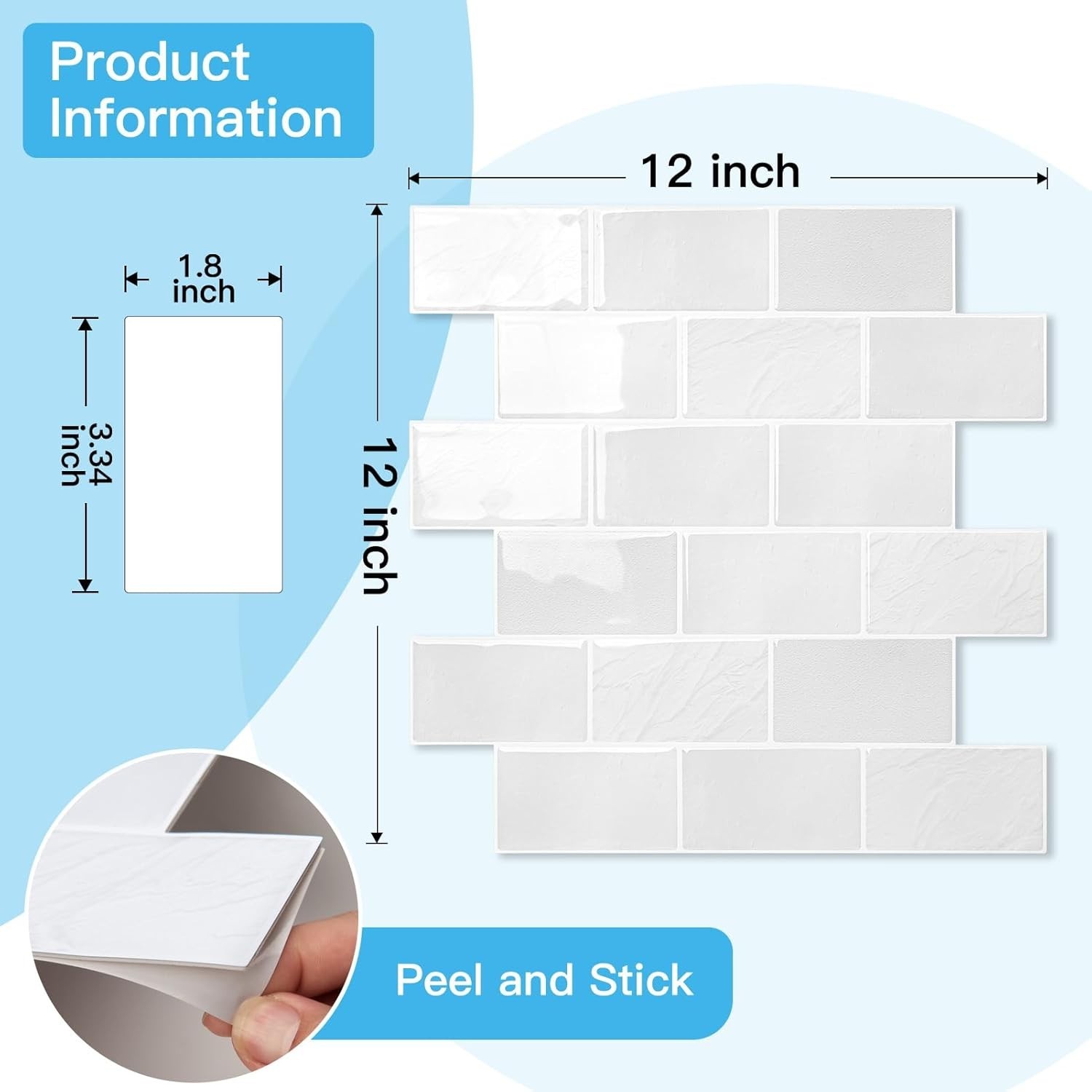 Waterproof White Marble Peel and Stick Tiles – 10 Pack