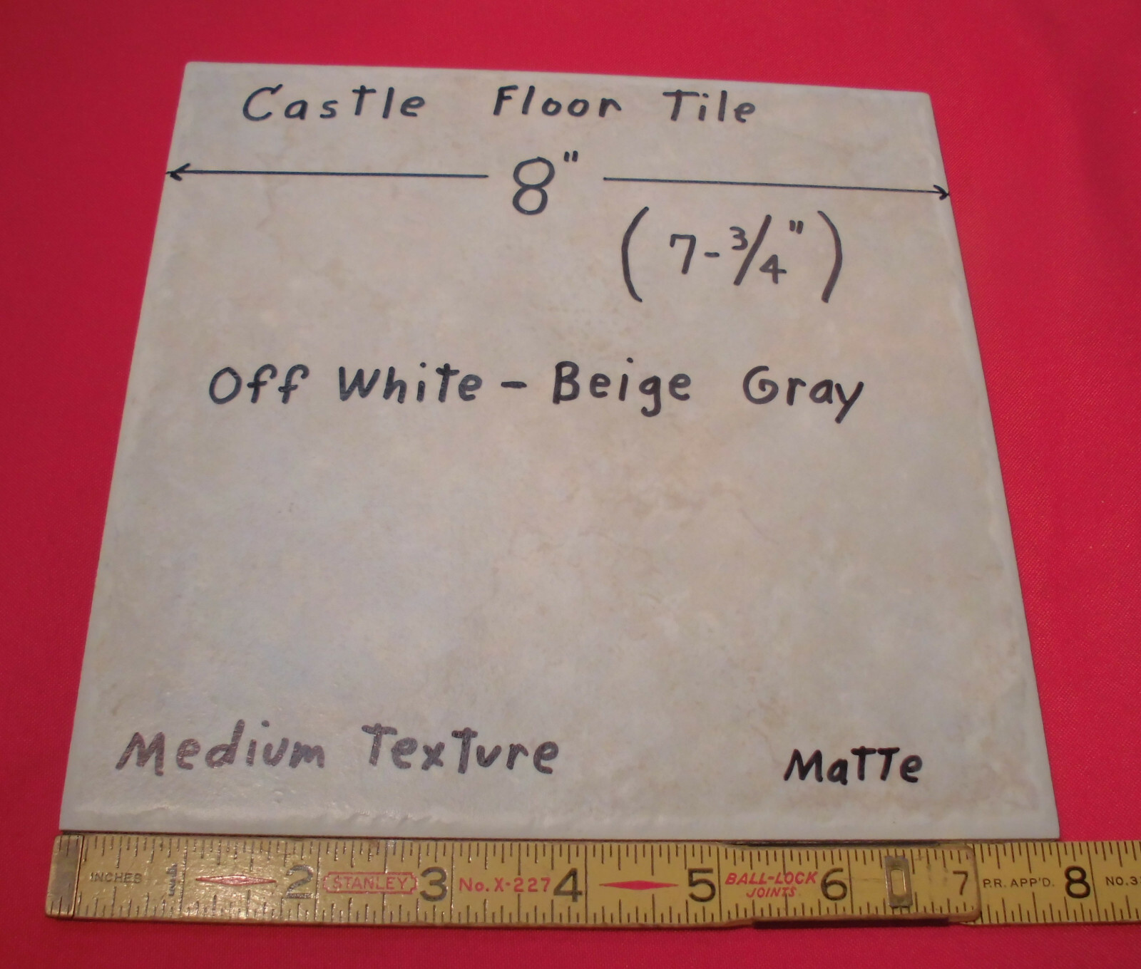 1 pc. Textured Off-White + Gray-Beige Ceramic Floor Tile 8″ X 8″ size 7-3/4″