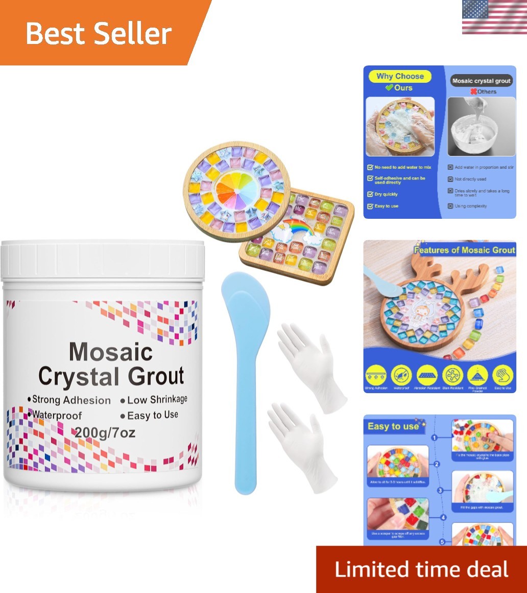 Crystal Mosaic Grout for Crafts Tile Sealing Waterproof 16oz