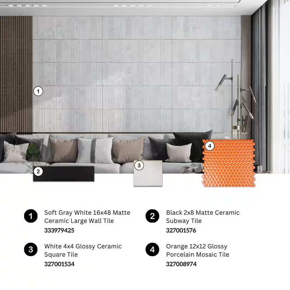 Cirkel Orange 11.46 In. X 12.4 In. Glossy Porcelain Mosaic Wall and Floor Tile (
