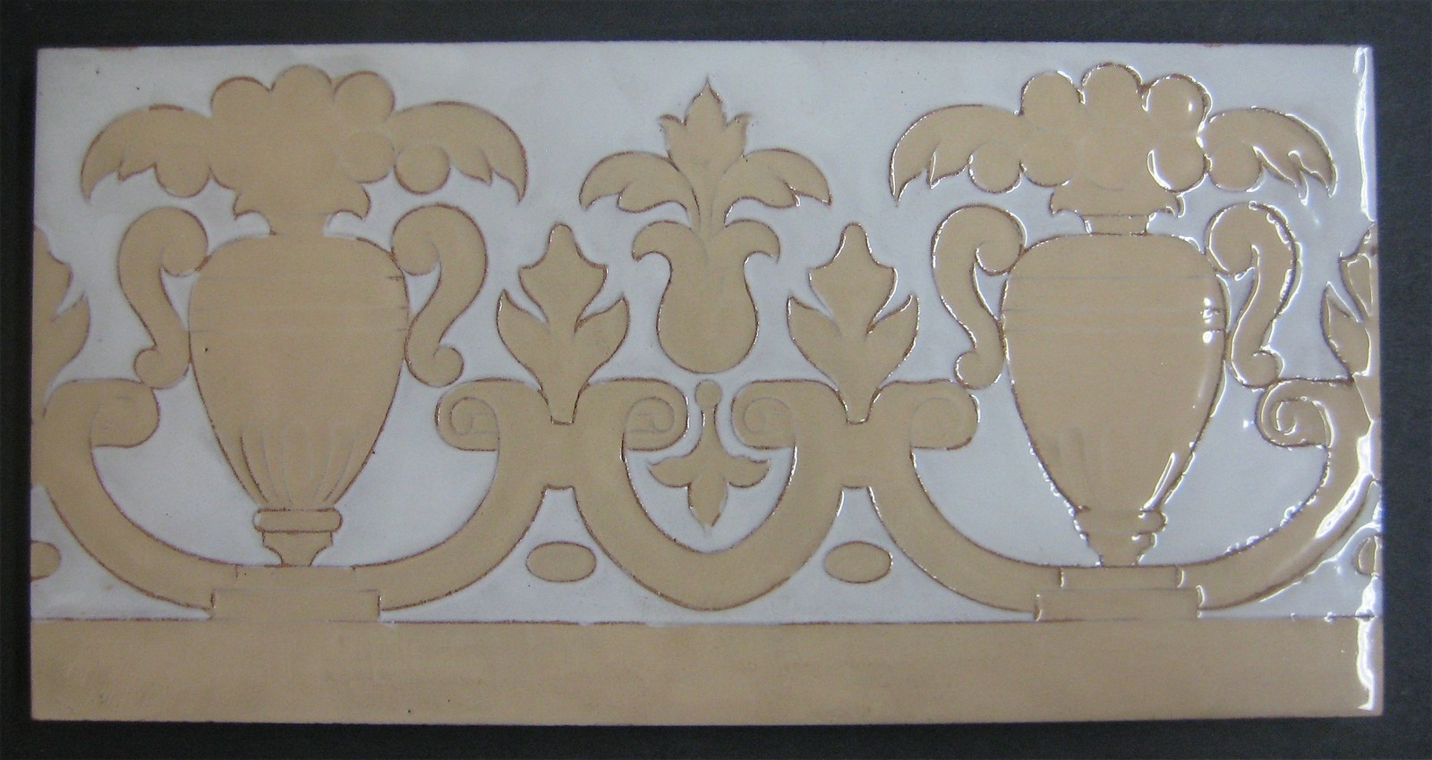 Contemporary Spanish Tile with Neoclassical Motif/Beige & White
