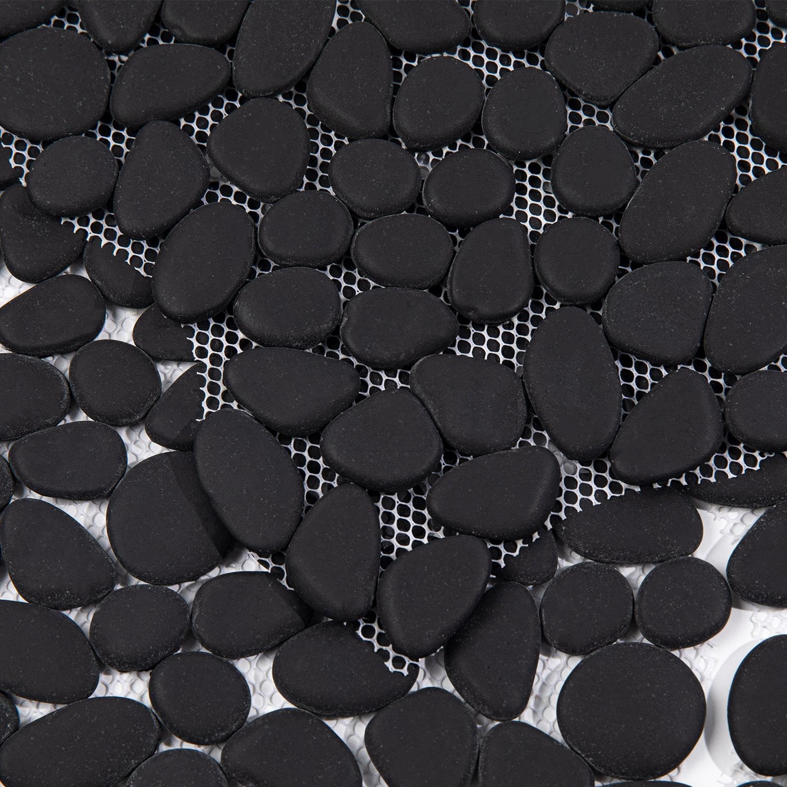 Pebble Tile for Shower Floor, Black Oval, 5 Sheets, Pebble Mosiac Backsplash …
