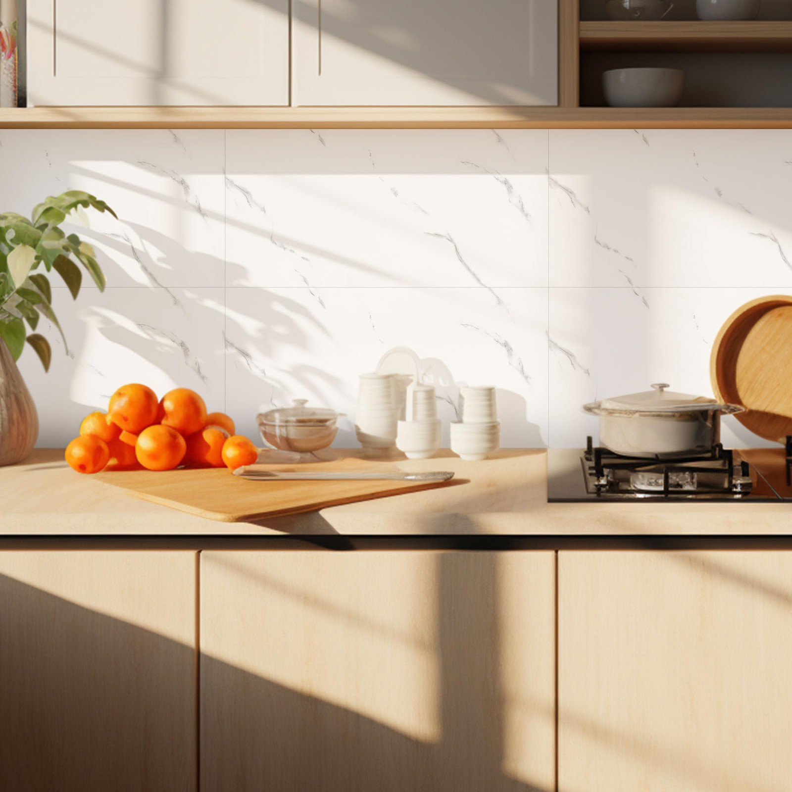 WADILE 23.6″x11.8″ Waterproof Marble Peel and Stick Wall Panels Marble Tile P…