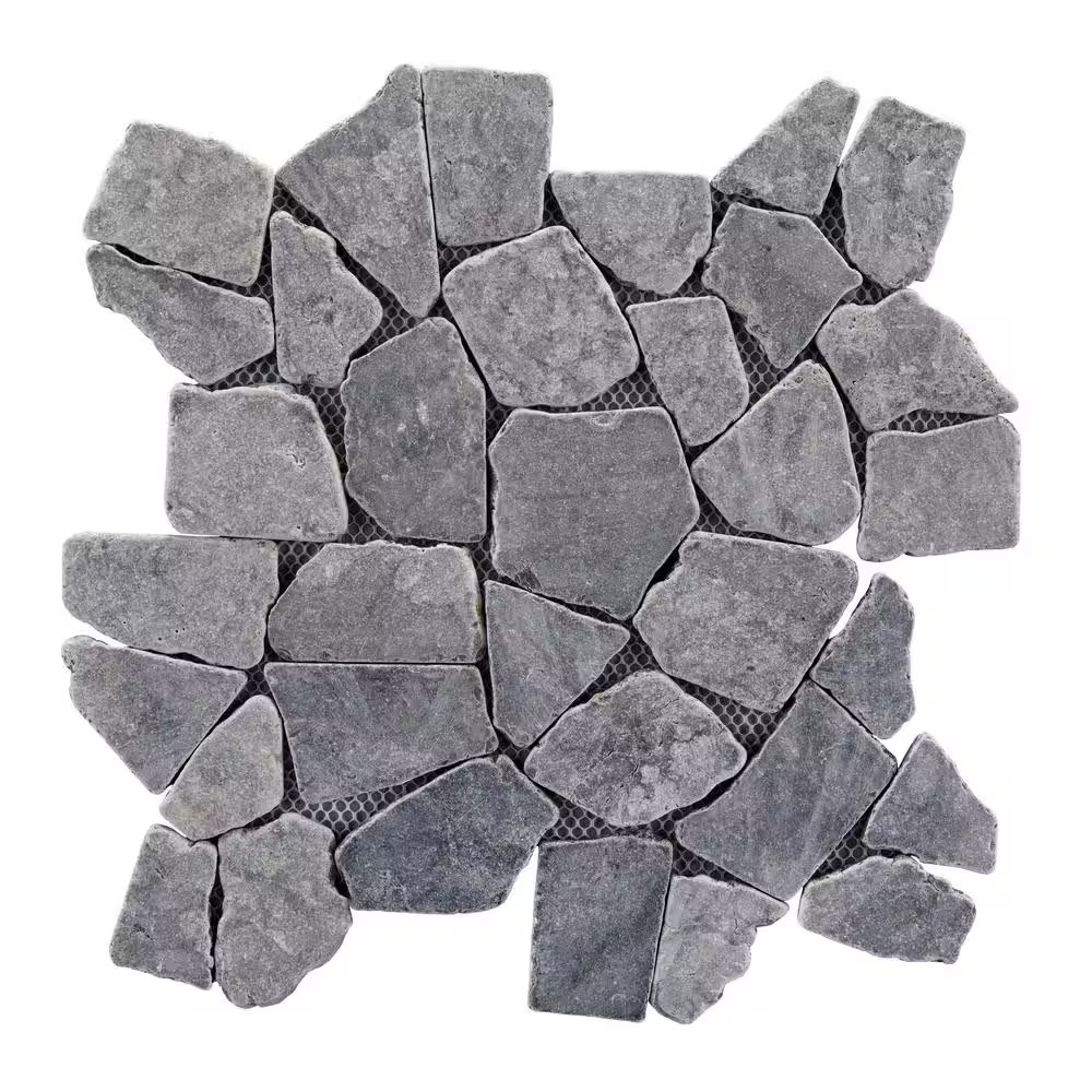 Full Eclectic 18 In. X 18 In. Stone Grey Marble Tumbled Wall and Floor Tile (10.