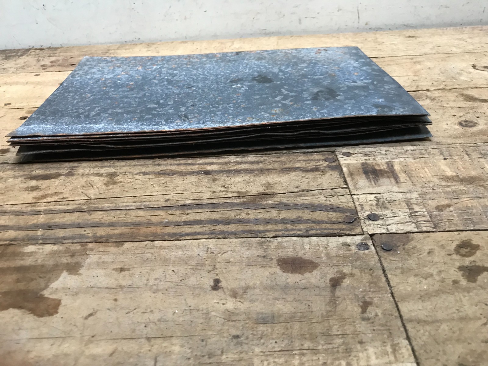 10 Rusty Galvanized Patina Sheet Metal 12″ x 7 1/2 – 8″ Wall Tile Art Garden (D)