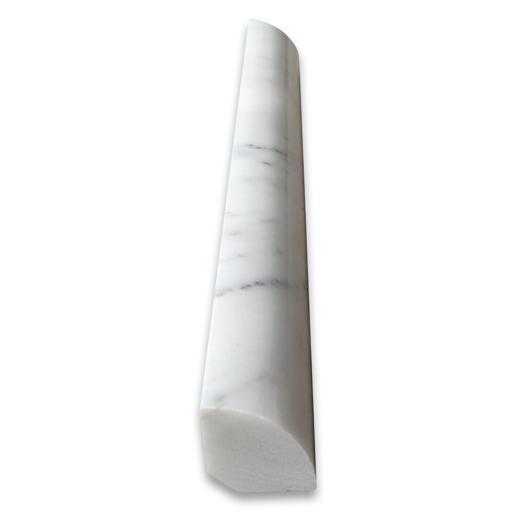 C16P Carrara White Marble Round Cover Edge Pencil Liner Trim Molding Polish