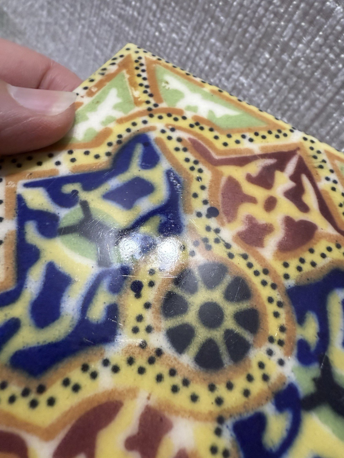 (2)Beautiful Ideal Standard-MEX.-Blue/Maroon 8 Sided Star -4.25” Ceramic Tiles