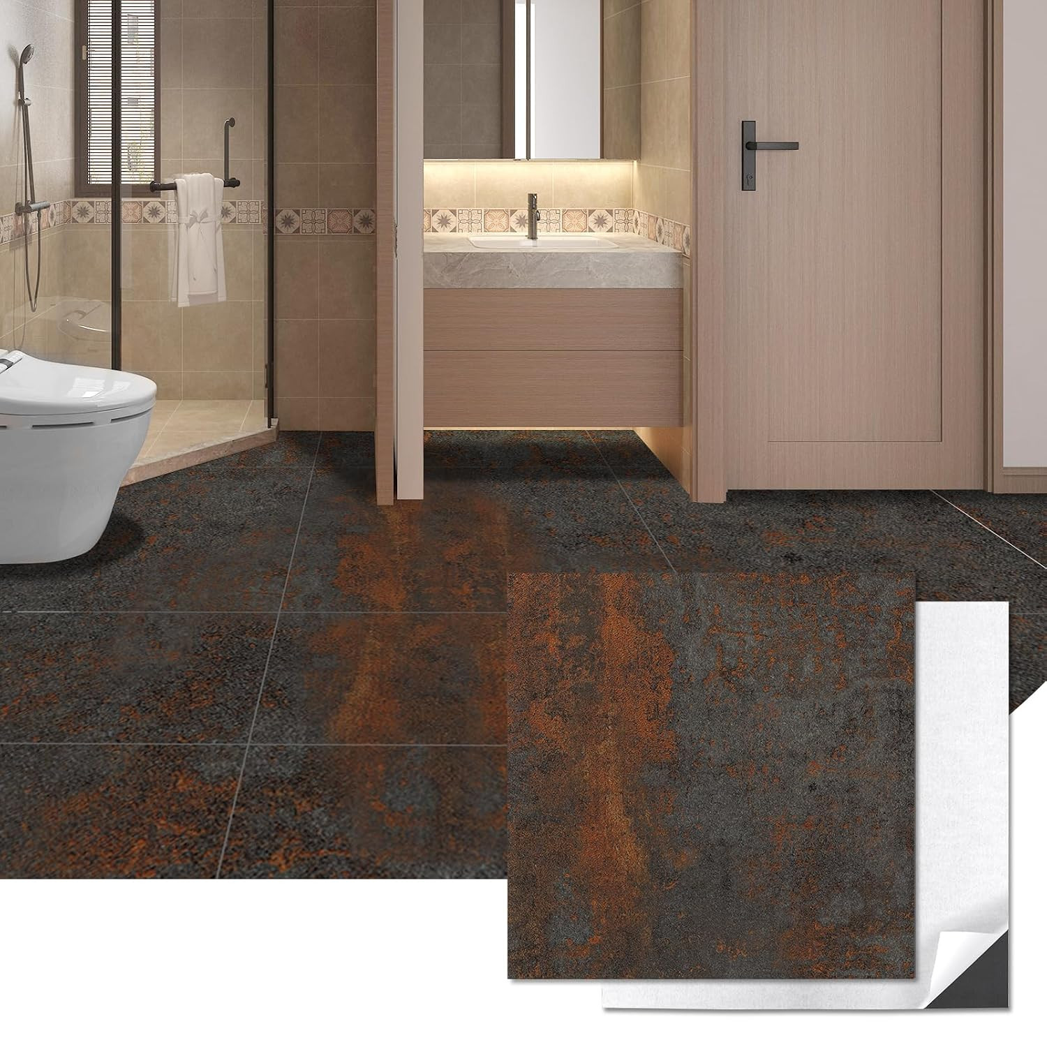Peel and Stick Vinyl Floor Tiles 30-Pack 12 X 12 Inch, Self Adhesive Waterproof